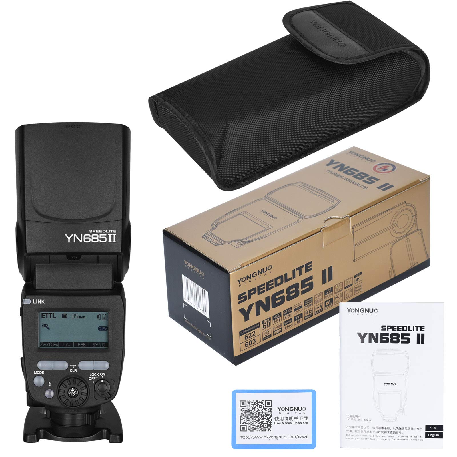 Yongnuo Yn685Ii Yn685 Ii Flash Speedlite, Gn60 Ettl Hss + 2.4G Wireless Trigger System, Master Slave For Canon 5Diii 6Dii 800D 7