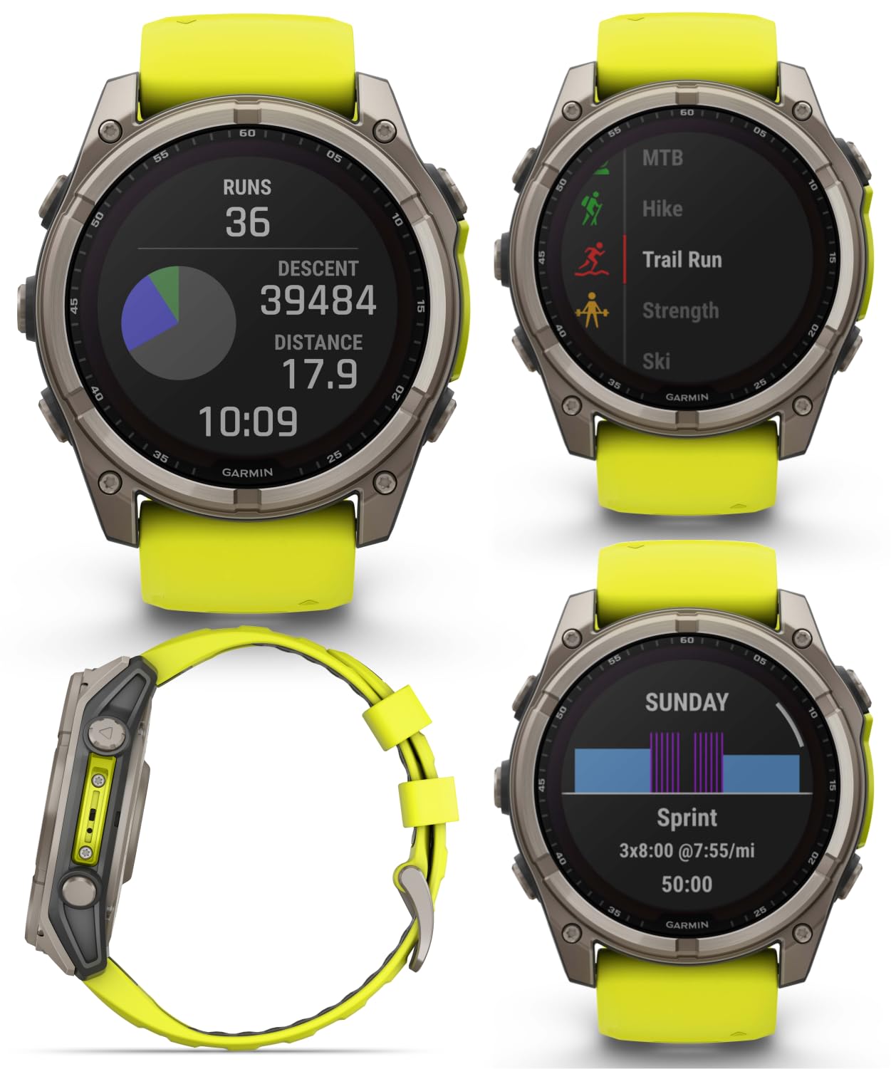 Garmin Fenix 8 51 Mm, Solar, Sapphire Amp Yellow/Graphite Silicone Gps Multisport Smartwatch With Wearable4U White Earbuds Bundl