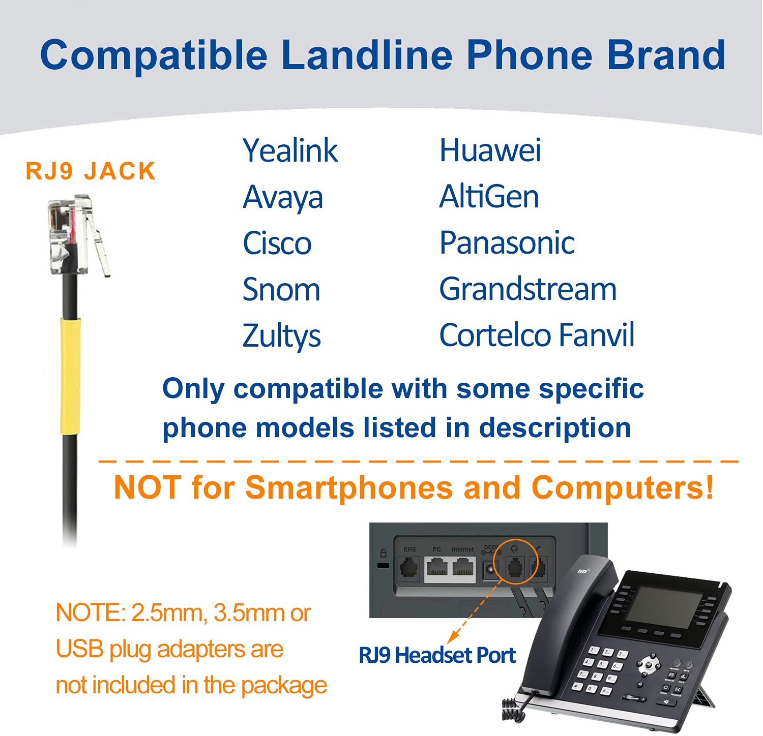 Telephone Headset With Microphone Noise Cancelling, Rj9 Phone Headset Compatible With Volume Adjustment Mute Control Switch For