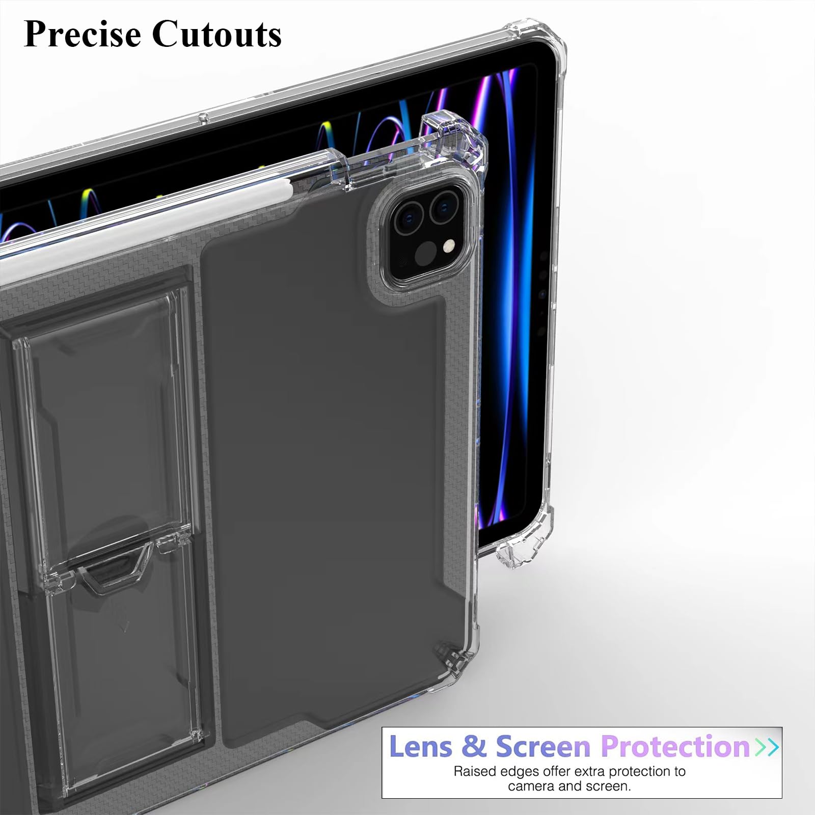 Uucovers Clear Stand Case For Ipad Pro 12.9 Inch 6Th/5Th/4Th/3Rd Generation (2022/2021/2020/2018) With Pencil Stylus Pen Holder/