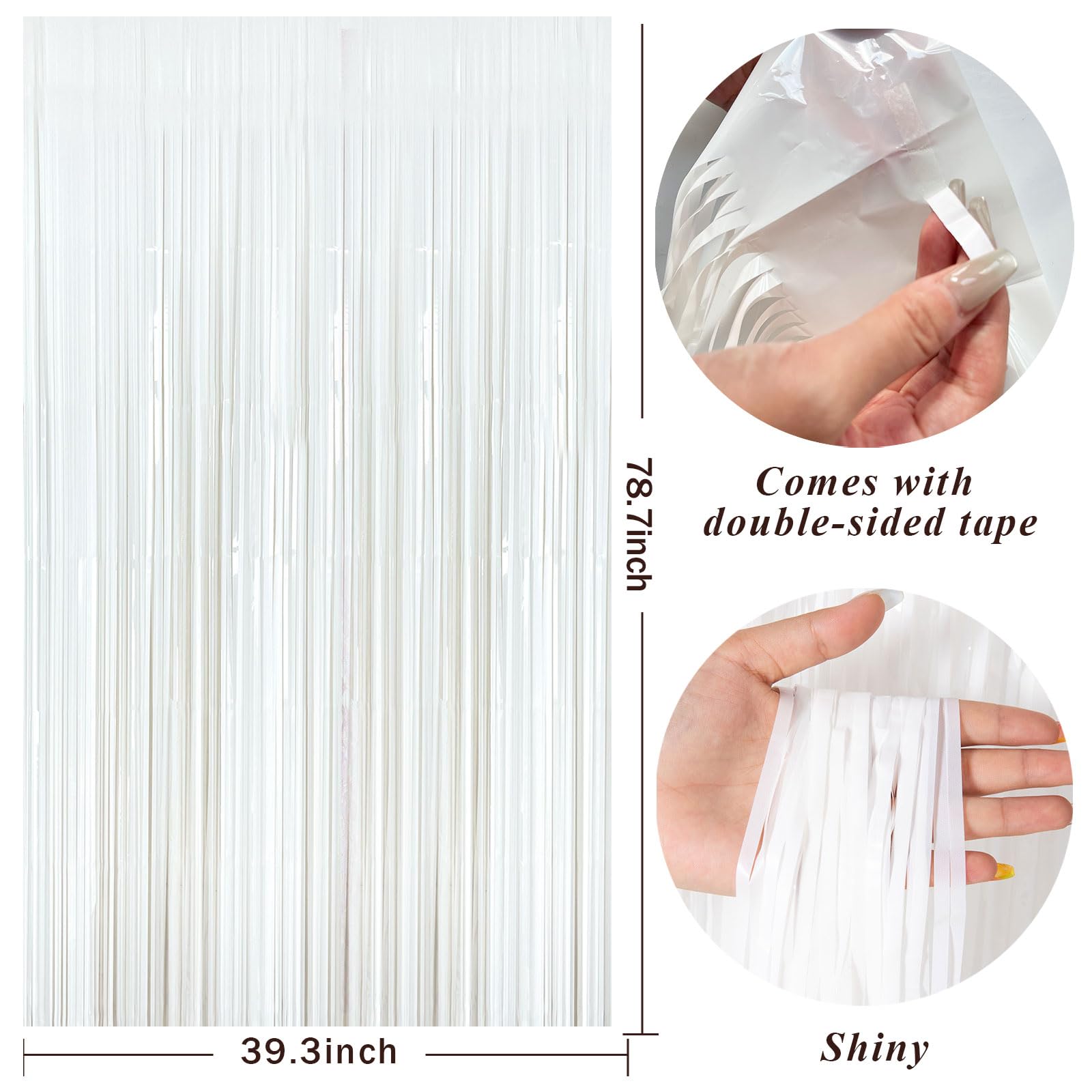 White Party Streamers Foil Fringe Backdrop Curtains Tinsel Streamers Birthday Party Decorations Fringe Backdrop For Birthday Par