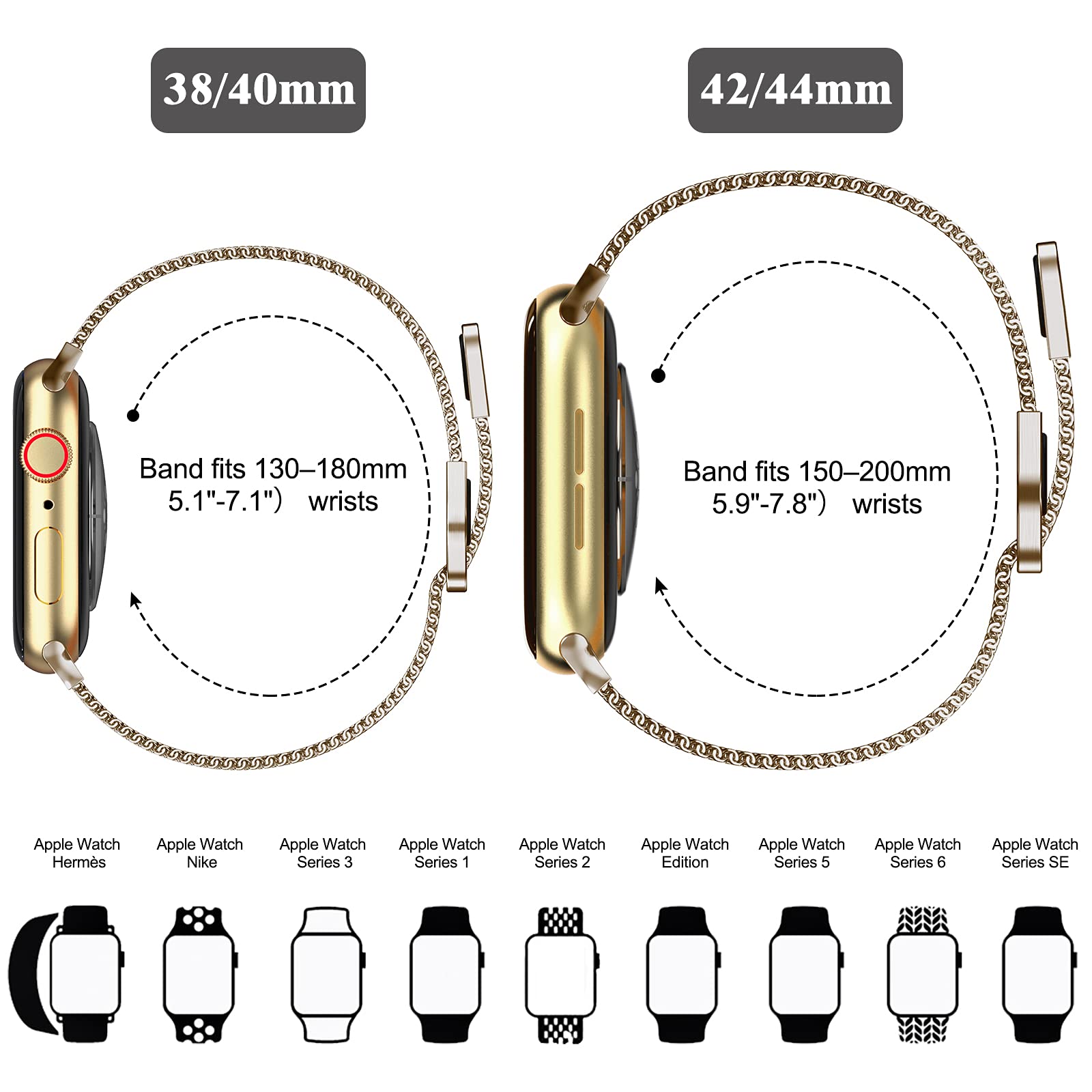 Geoumy Metal Magnetic Bands Compatible For Apple Watch Band 40Mm With Case, Stainless Steel Milanese Mesh Loop Replacement Strap