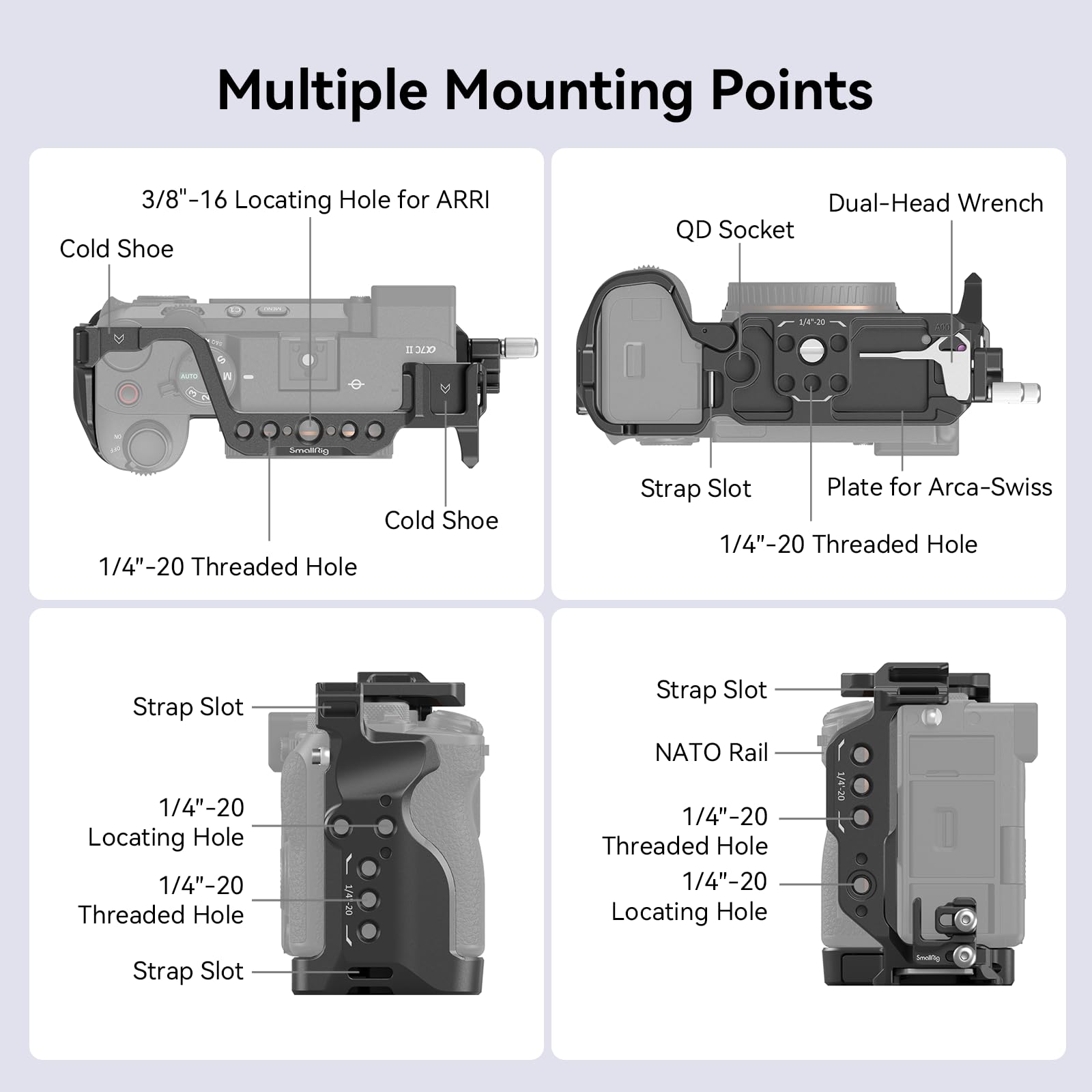 Smallrig Cage Kit For Sony A7C Ii / A7Cr With A Cable Clamp For Hdmi, Full Access Vlog Making Camera Video Cage For Sony Alpha 7