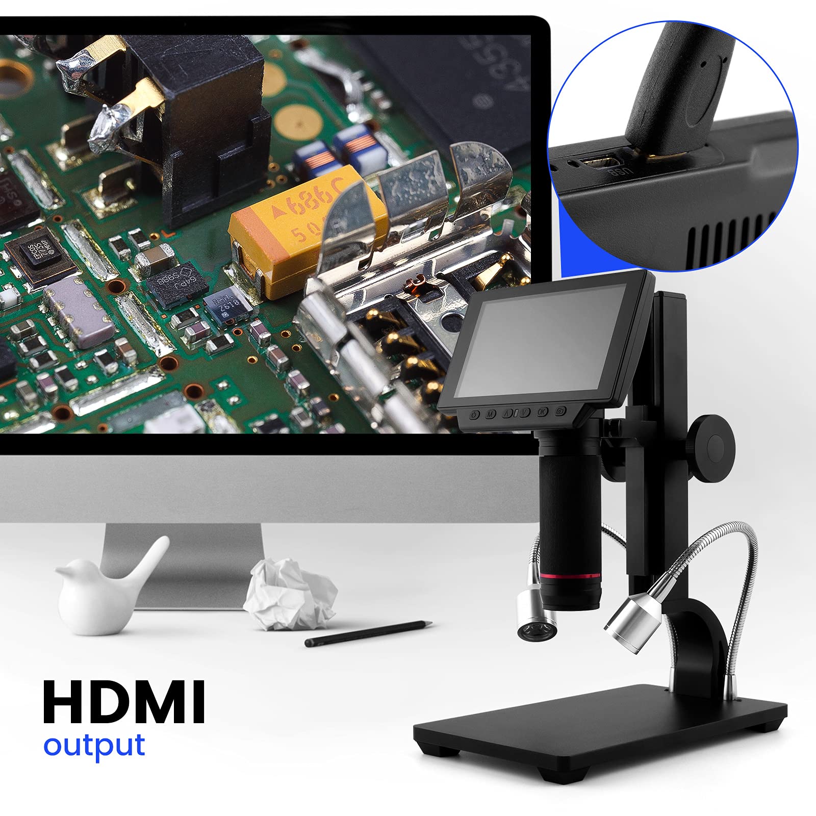 Andonstar Adsm302 1080P Hdmi Portable Usb Digital Microscope With Adjust Screen For Soldering And Phone Repair