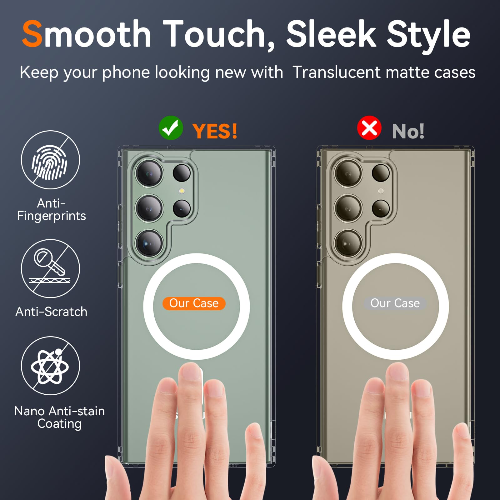 Owkey For S23 Ultra Case 6.8'', Magnetic Samsung Galaxy S23 Ultra Case For Magsafe, [Shockproof Military] Transparent Back Slim