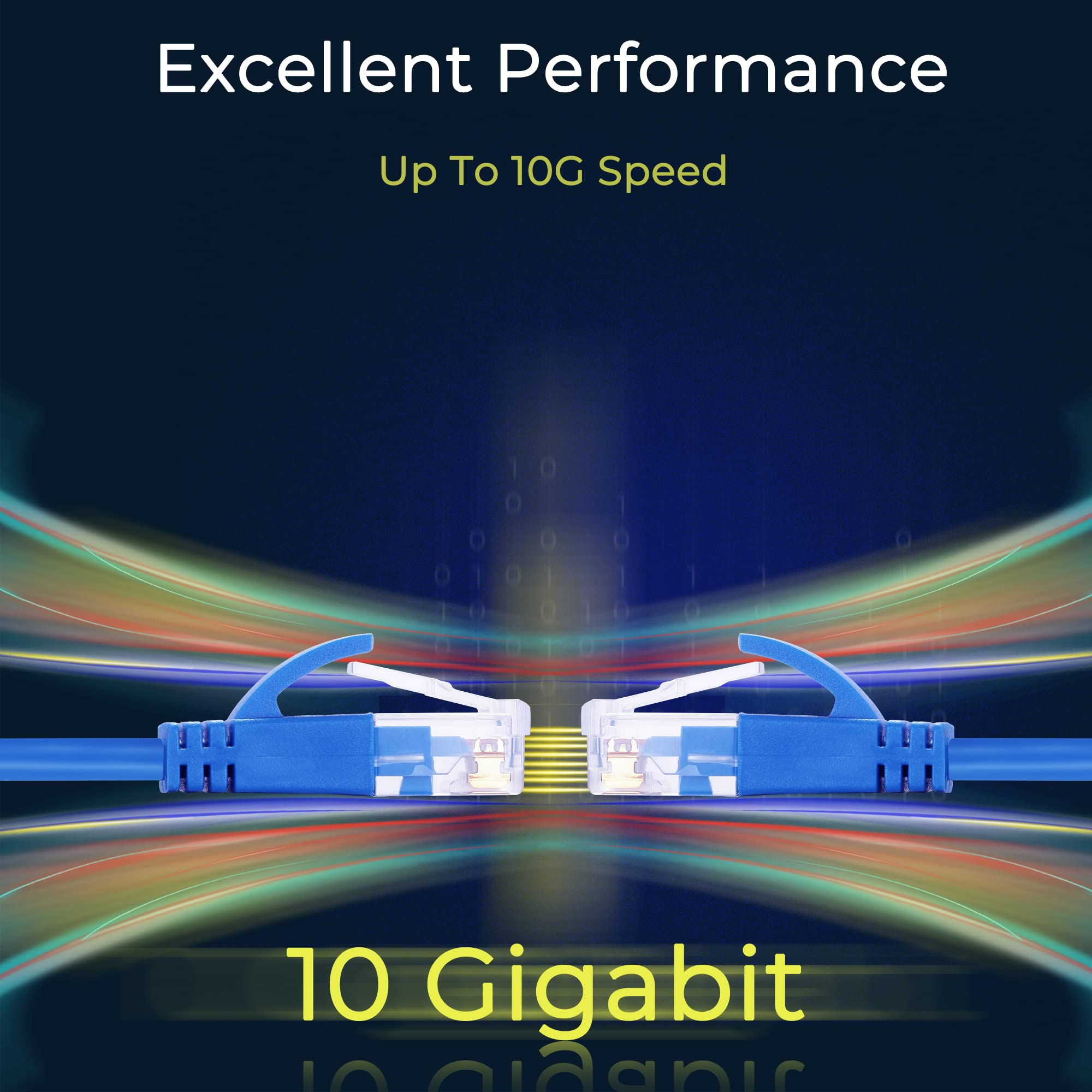 Rapink Patch Cables Cat6A 0.5Ft (24 Pack) Slim, Cat6A Ethernet Patch Cable 10G Support, Snagless Cat 6 Patch Cable For Patch Panel To Switch, Flexiable Cat 6A Ethernet Cable With Gold Plated