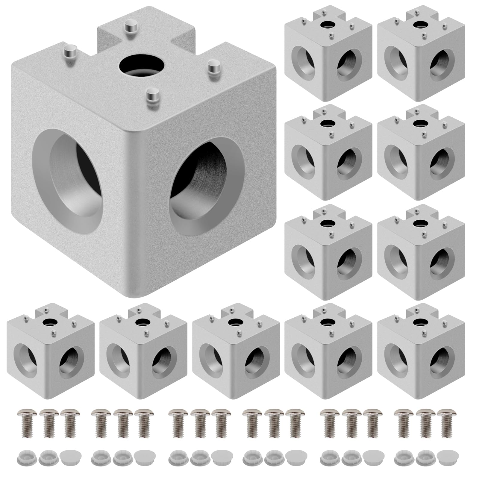 Seekliny 12pcs 4040 3-Way Corner Cube 4040 Extrusion Hardware T-Slot V-Slot Accessories with Screws and Nuts for 4040 Aluminum E