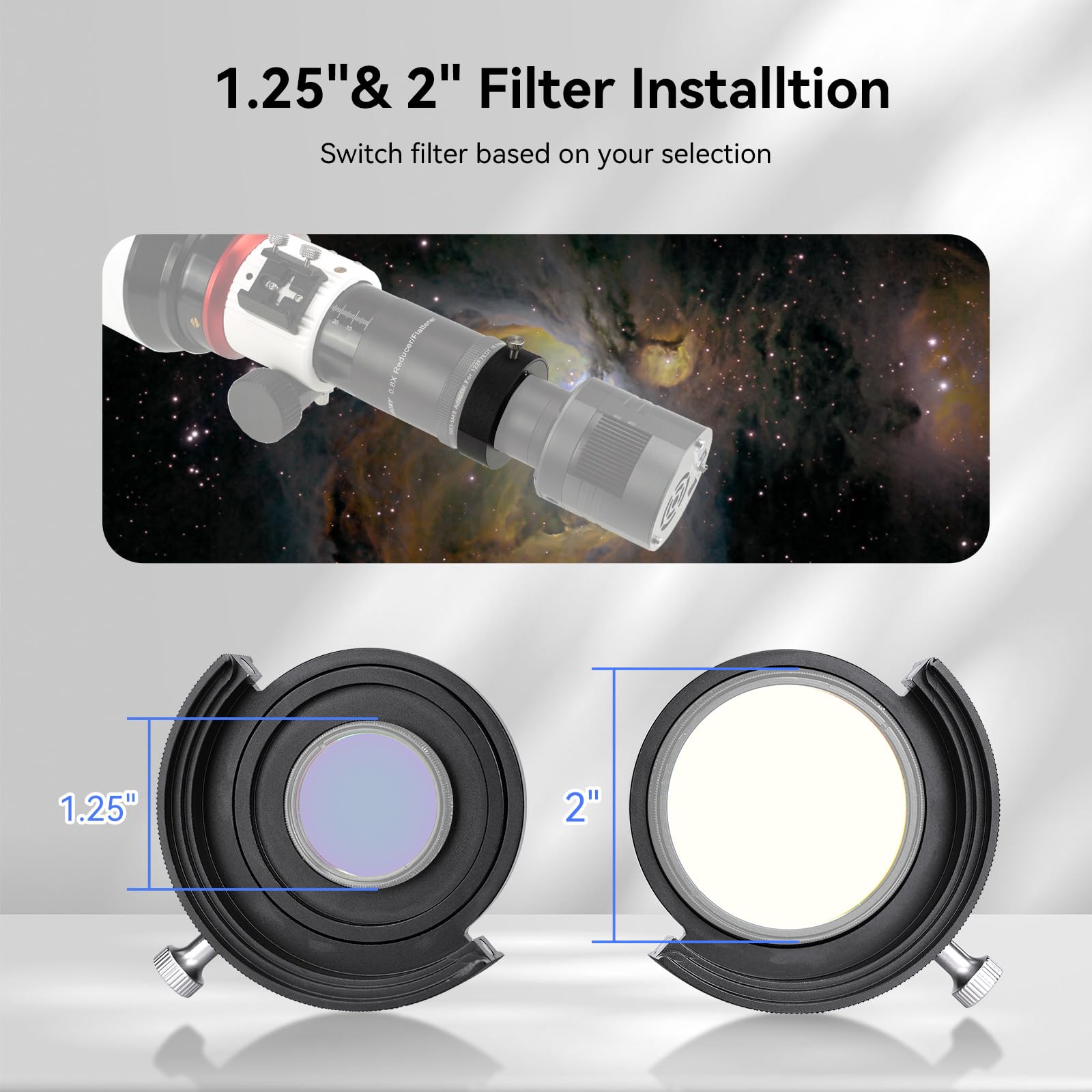 Svbony Sv226 Telescope Filter Drawer, Photographic Filters Drawer With M42 M48 Adapter, Double Magnetic Filter Holder For 1.25 And 2 Inches Filter Mounted, For Deep Sky Photography