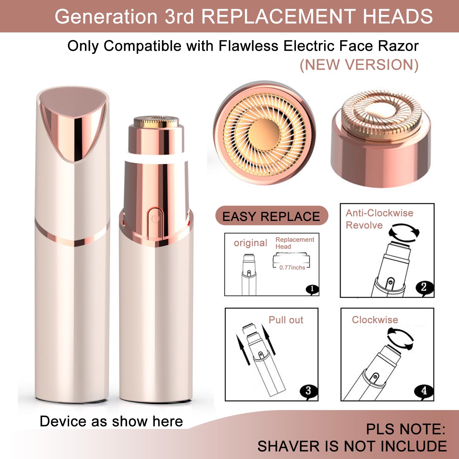 Generation 3Rd Replacement Heads For Flawless Facial Women Hair Remover   New Version Replacement Refills For Finishing Touch Ge