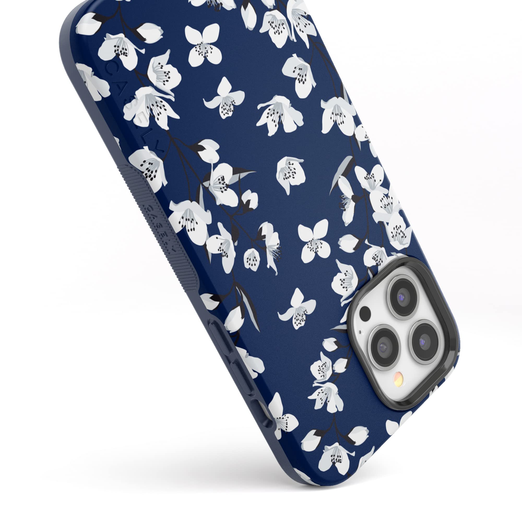 Casely iPhone 13 Pro Max MagSafe Compatible Phone Case Navy Cherry Blossom Floral