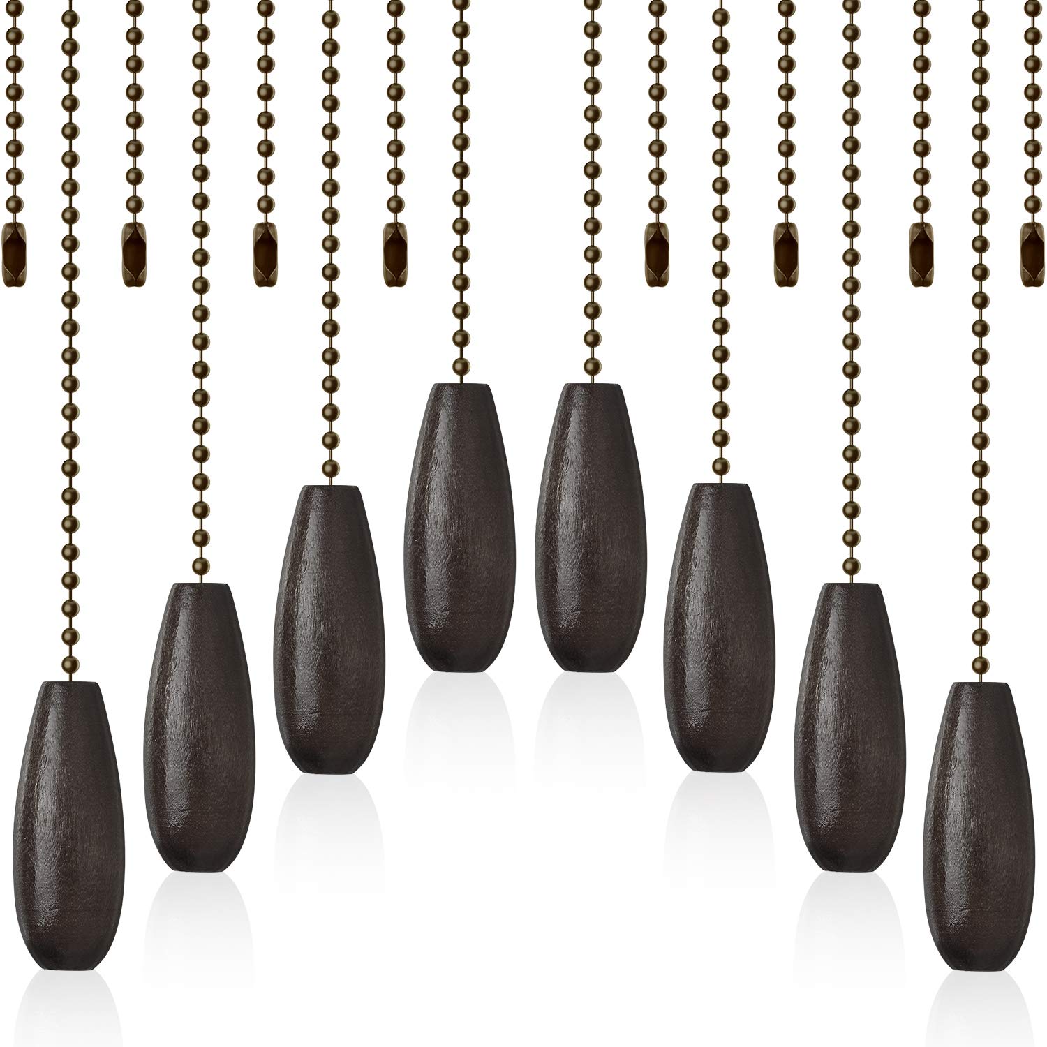 8 Pieces Ceiling Fan Pull Chains Extender Wooden Pendant Pull Chain Extension for Ceiling Light Lamp Fan(Coffee)