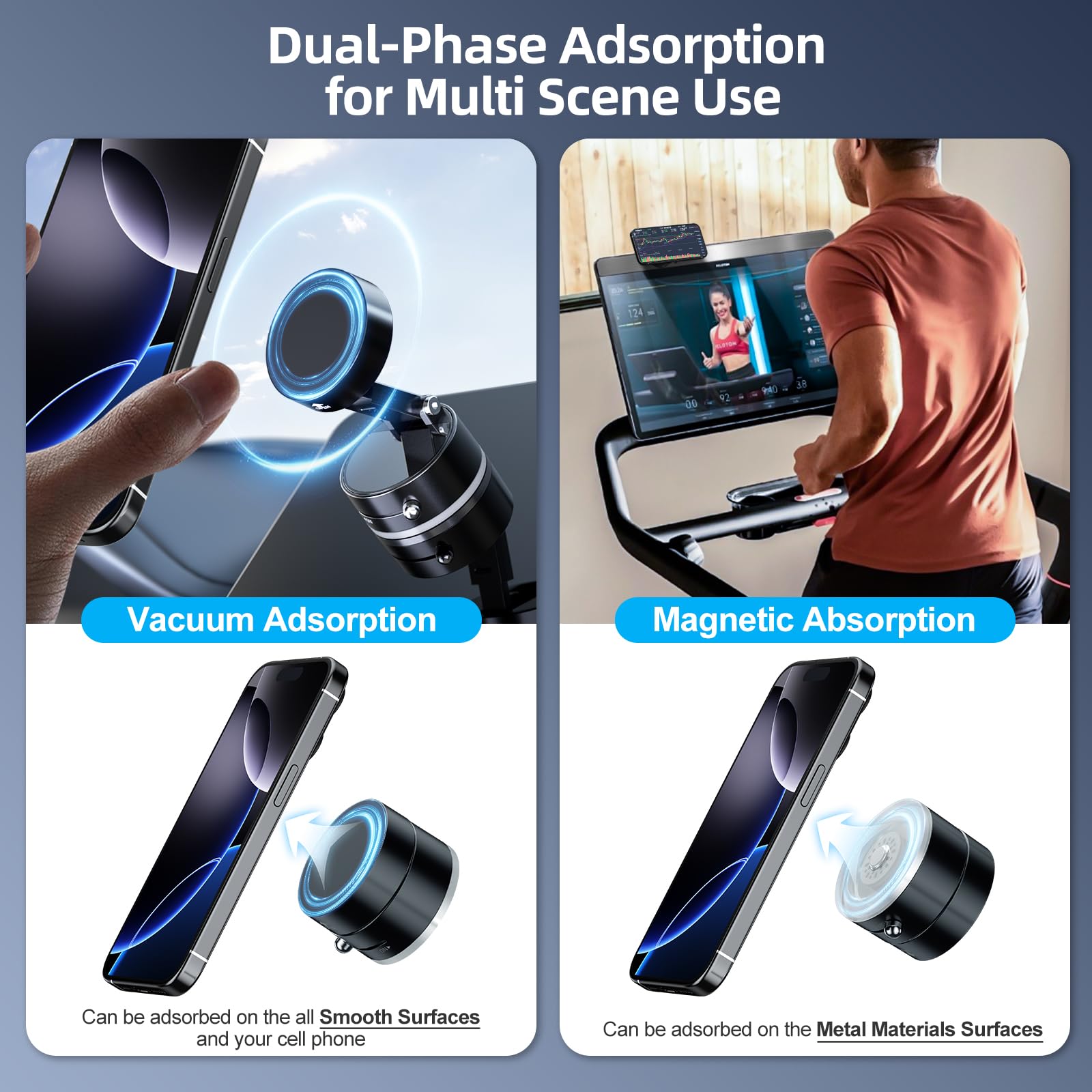 Vacuum Magnetic Phone Holder For Car, Upgraded 360Suction Cup Phone Mount Foldable Magnetic Car Phone Holder Mount Retractable S