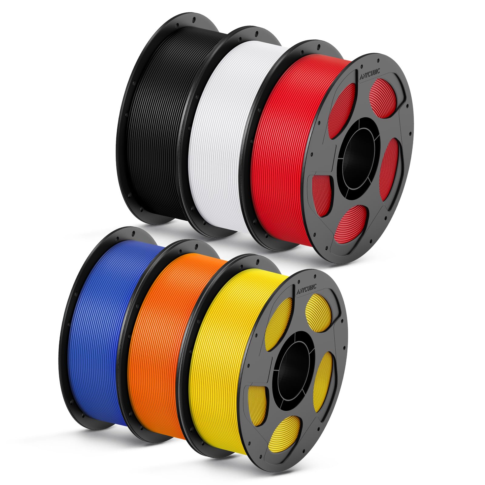 ANYCUBIC High Speed 3D Printer Filament 1.75mm Bundle, Rapid PLA Filament, Dimensional Accuracy +/- 0.02mm, 6KG Pearl Black+Brig