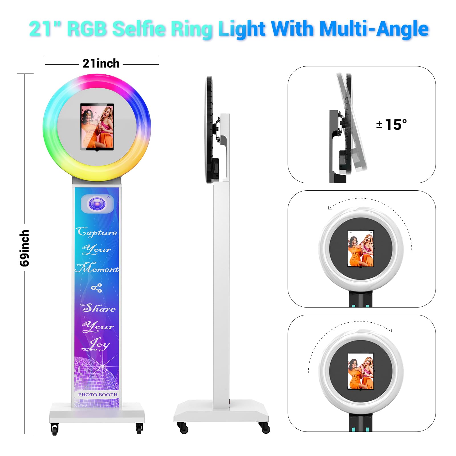 Jiyang Photo Booth Compatible With Ipad 12.9In 11In 10.9In 10.2In Portable Photo Booth Machine For Ipad With Software App Contro