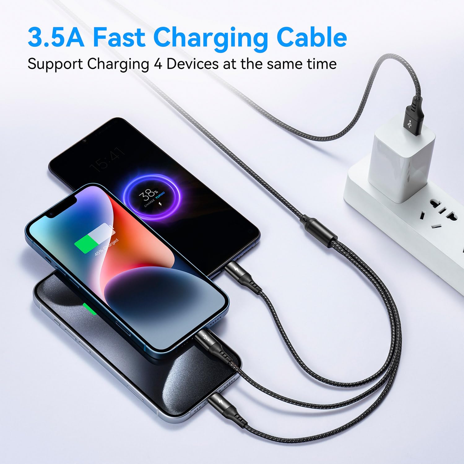Uzahsk 2Pack Multi Charger Cable [3.5A/6Ft] 3 In 1 Braided Usb Fast Charging Cable With Ip/Type C/Micro Usb Ports Adapter For Ph