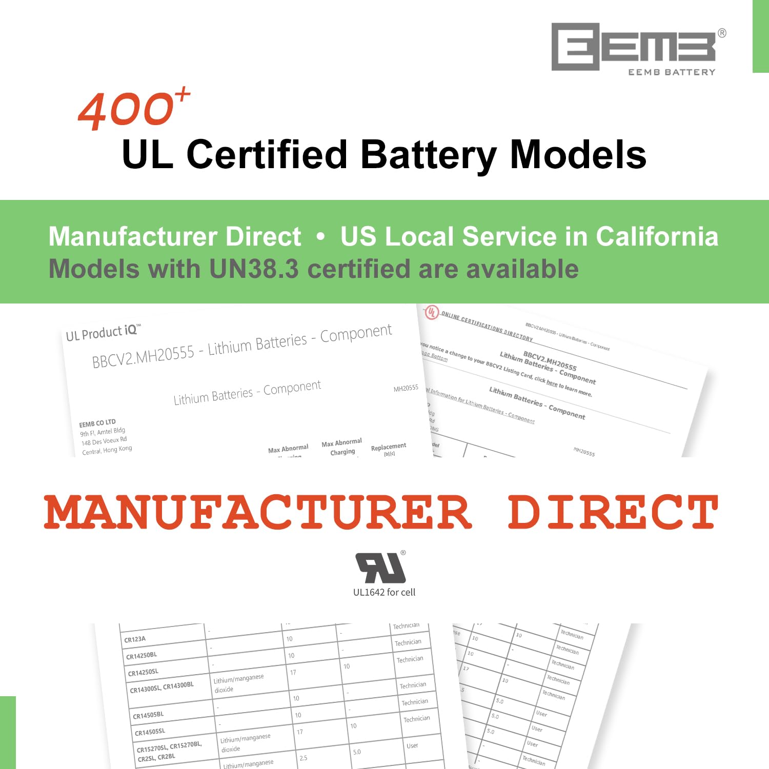 Eemb 10-Pack Cr1616 Battery Cr1616 3V Lithium Battery Button Coin Cell 1616 Batteries Dl1616 Ecr1616 For Remote Control, Watch,