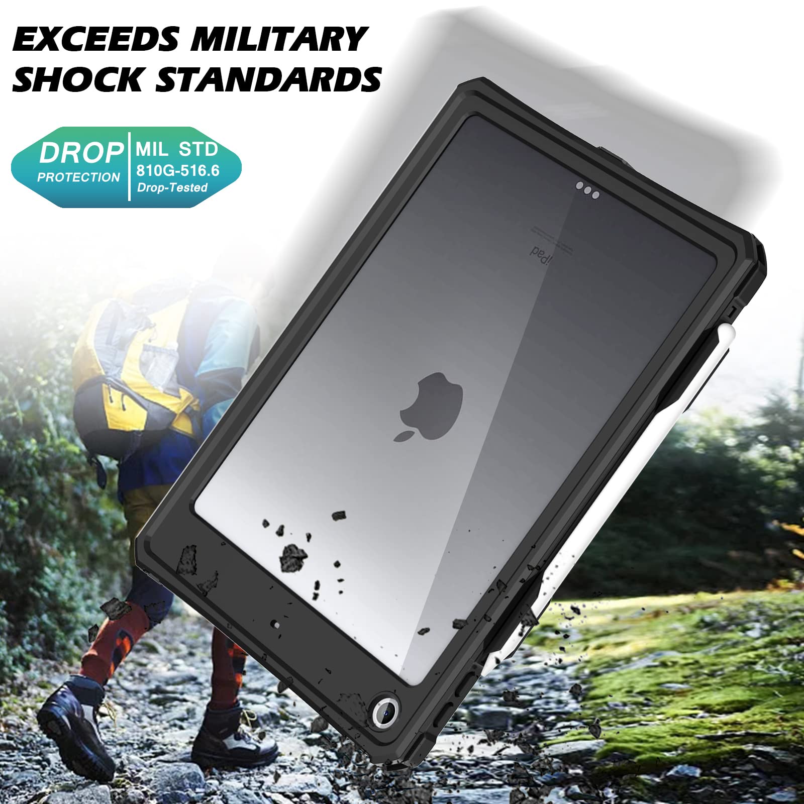 Transy For Waterproof Ipad 10.2 Case, Waterproof Ipad 9Th /8Th/7Th Generation Case Built In Screen Protector, Full Body Shockpro