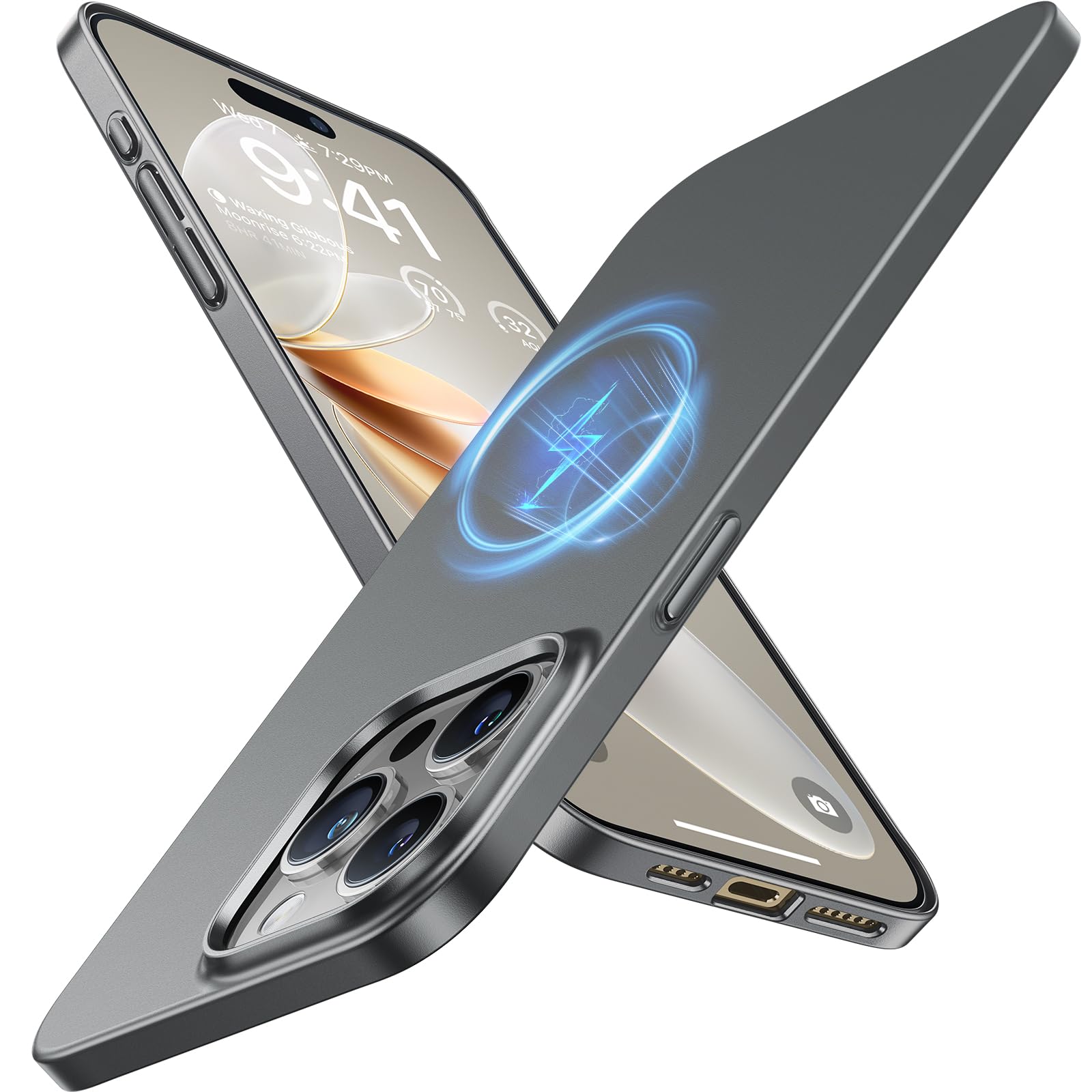 Torras Magnetic Slim Fit For Iphone 15 Pro Max Case, Ultra Thin 15 Promax Phone Case Compatible With Magsafe, Lightweight Anti S