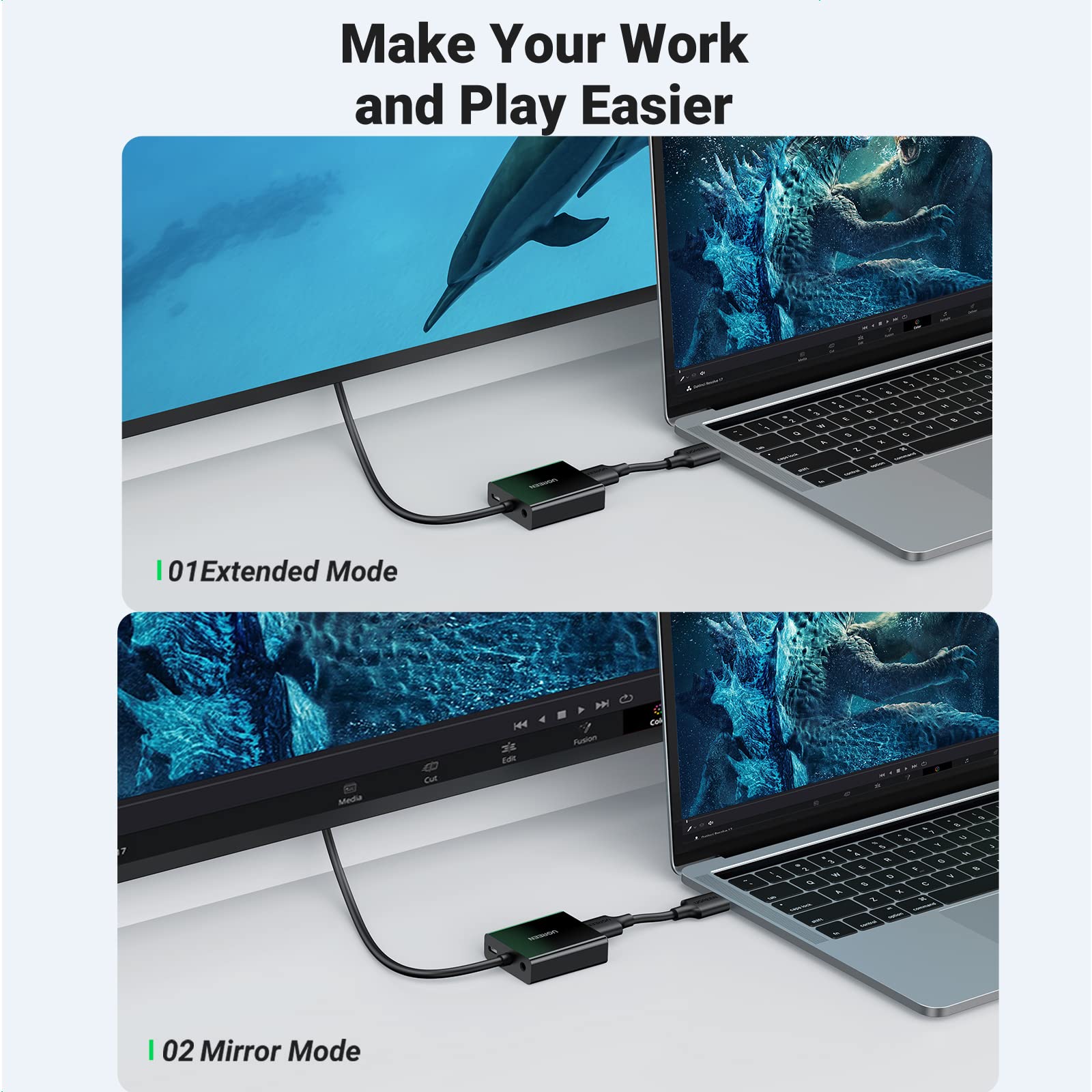 Ugreen Hdmi To Vga, Hdmi To Vga Adapter Connector(Female To Male) With 3.5Mm Audio Jack Compatible With Monitor, Pc, Xbox, Tv St