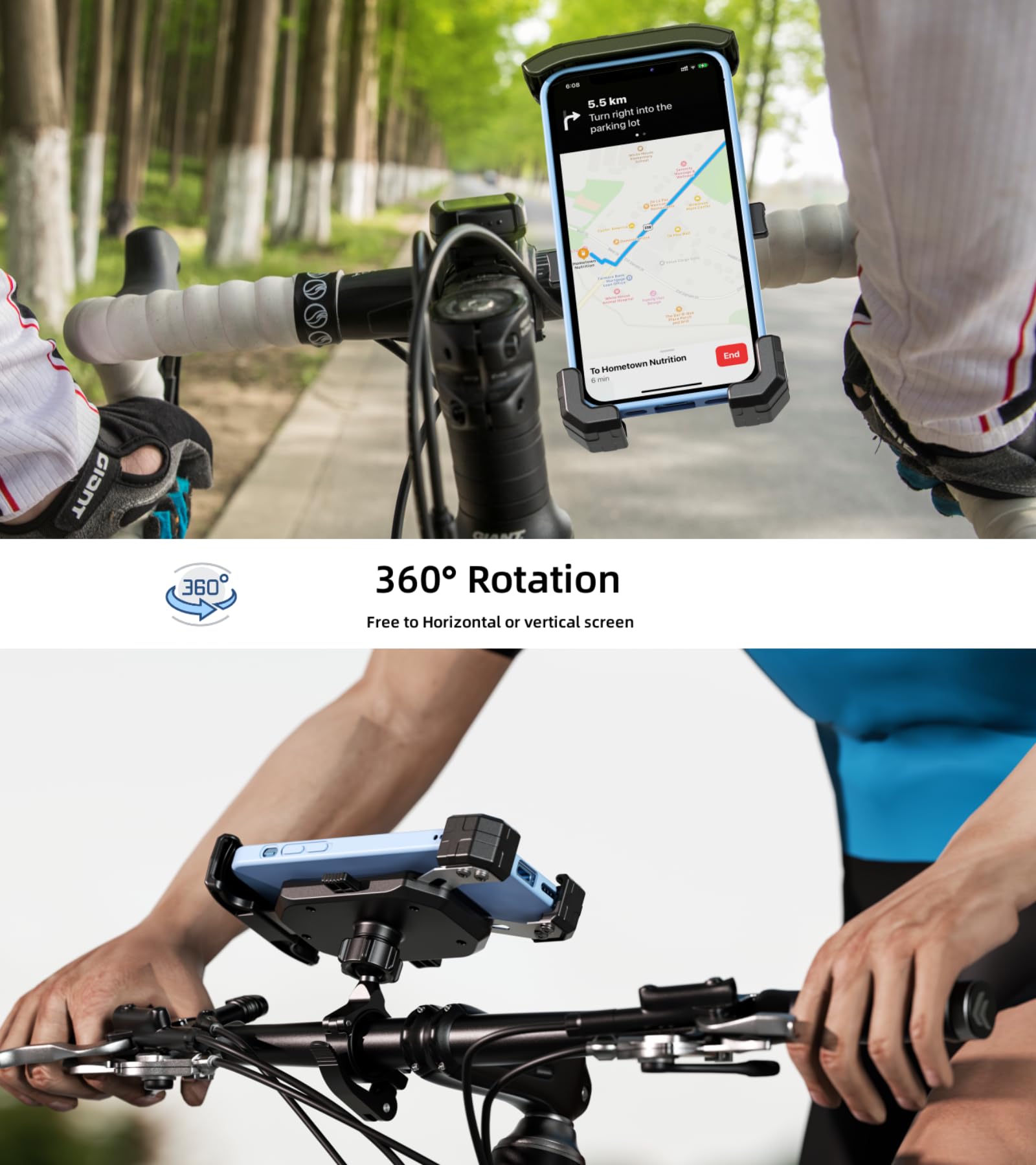Kewig Bike Phone Mount Holder, Motorcycle Phone Mount [1S Lock] [One Hand Operation], Bicycle Scooter Handlebar Cradle Clip For