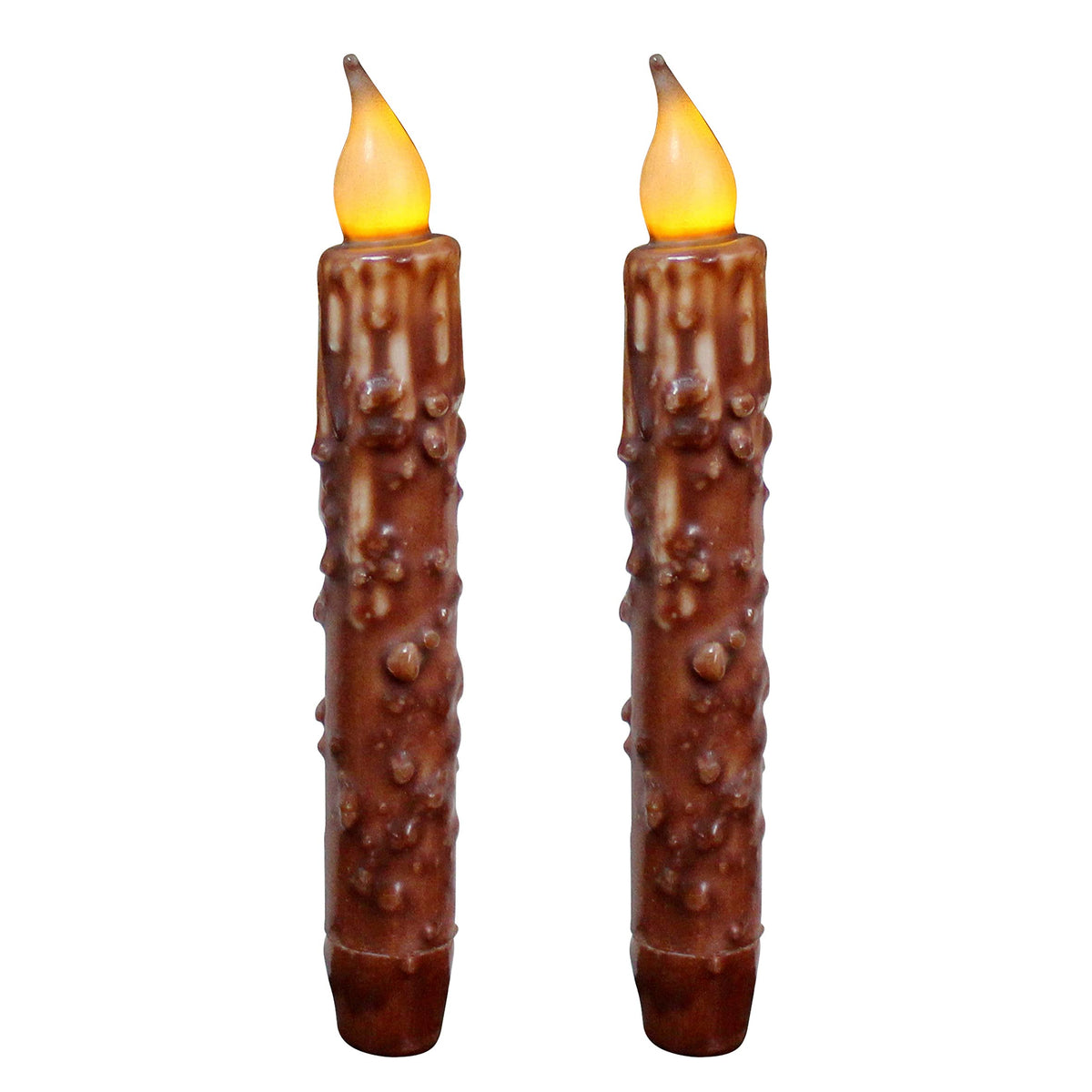 Cvhomedeco. Real Wax Hand Dipped Battery Operated Led Timer Taper Candles Country Primitive Flameless Lights D?Or, 6-3/4 Inch, C