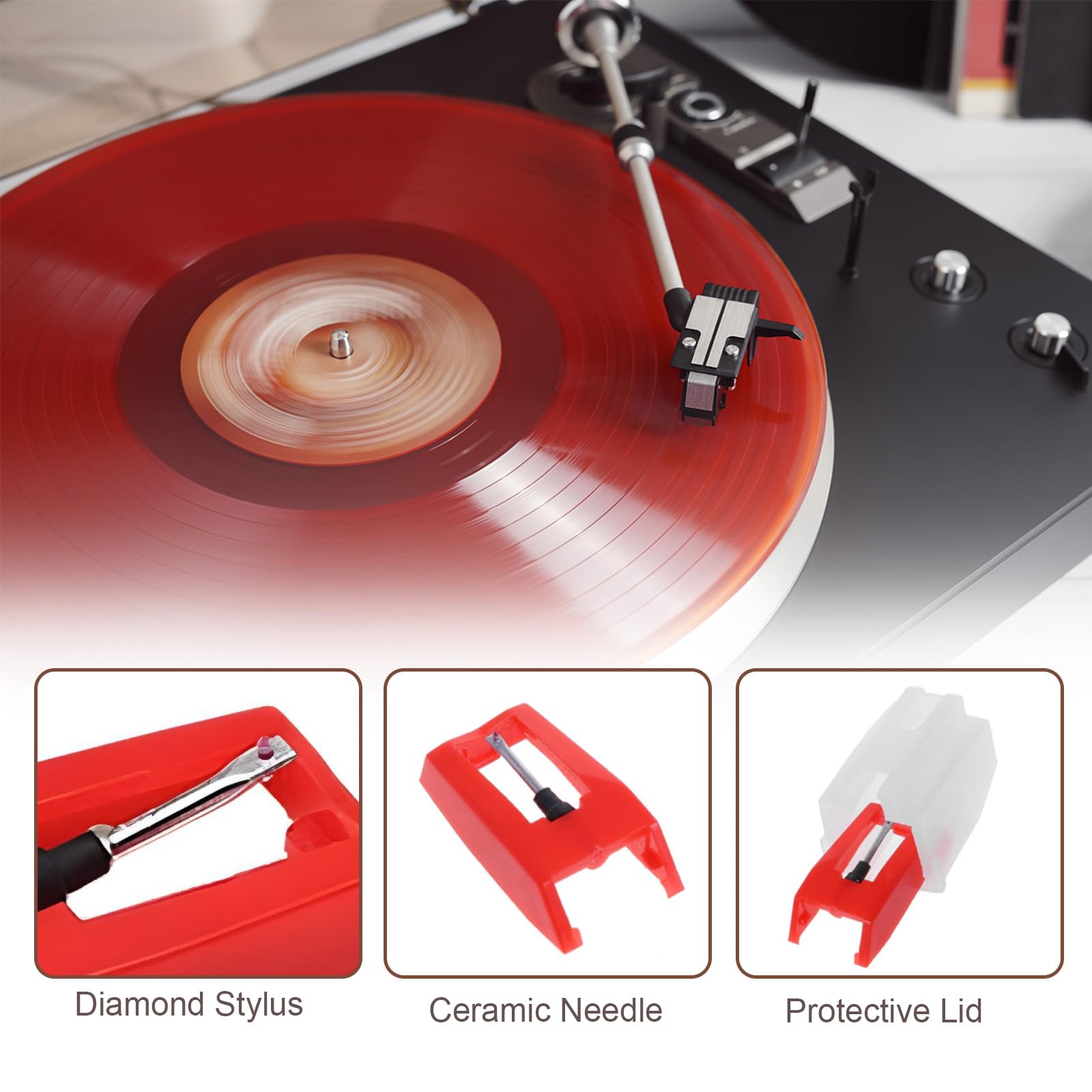 Record Player Needle, 3Pcs Turntable Replacement Needles Record Player Needle Replacement For Vinyl Record Player, Diamond Stylu