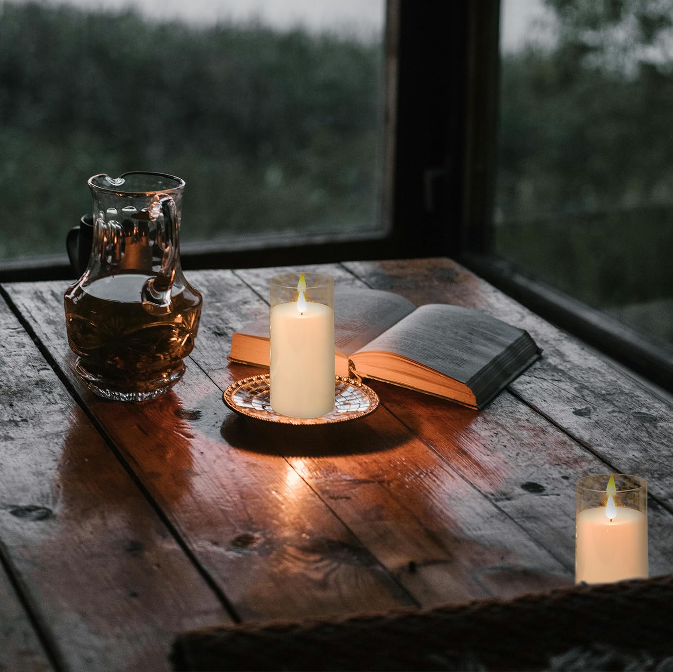 Niceme Acrylic Flameless Candles, Flickering Flameless Candles With Remote Control Timer Decorative Battery Operated Led Pillar