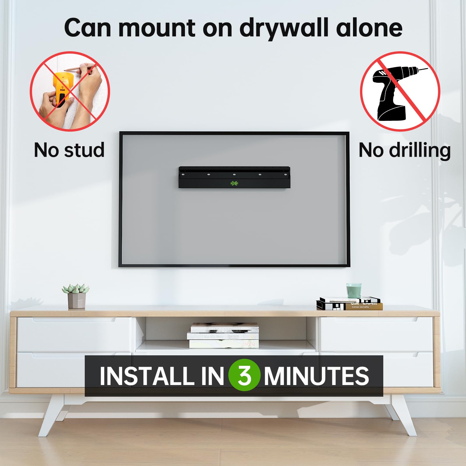 No Stud Tv Wall Mount Low Profile For Most 26 60'' Tvs Up To 100 Lbs, Usx Mount No Dril Tv Mount For Drywall, Studless Tv Wall M