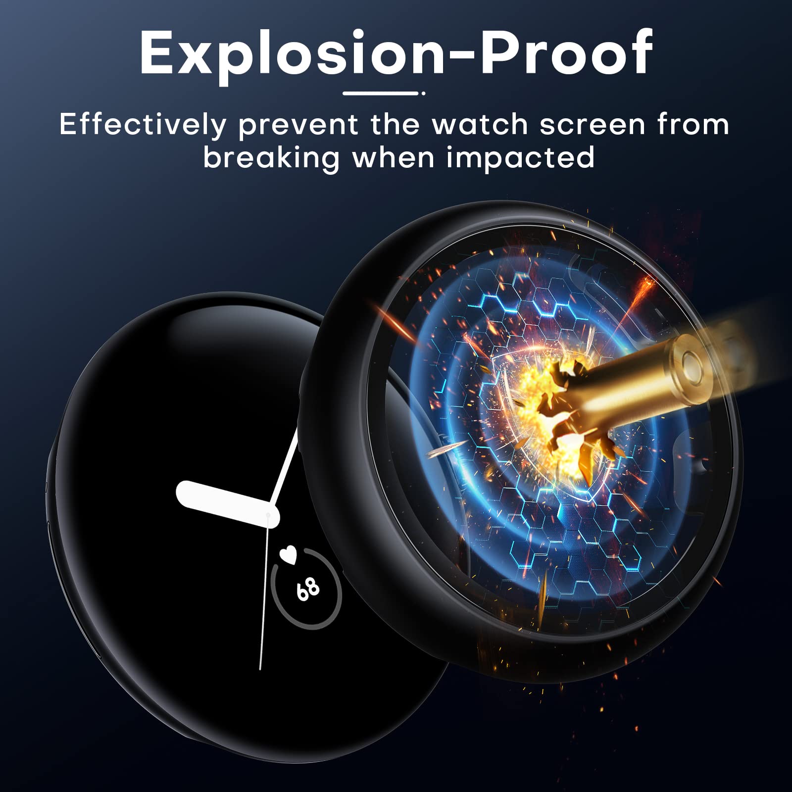 Tauri 2 Pack Hard Case Compatible For Pixel Watch 2 (2023)/ Pixel Watch With 9H Tempered Glass Screen Protector, [Touch Sensitiv