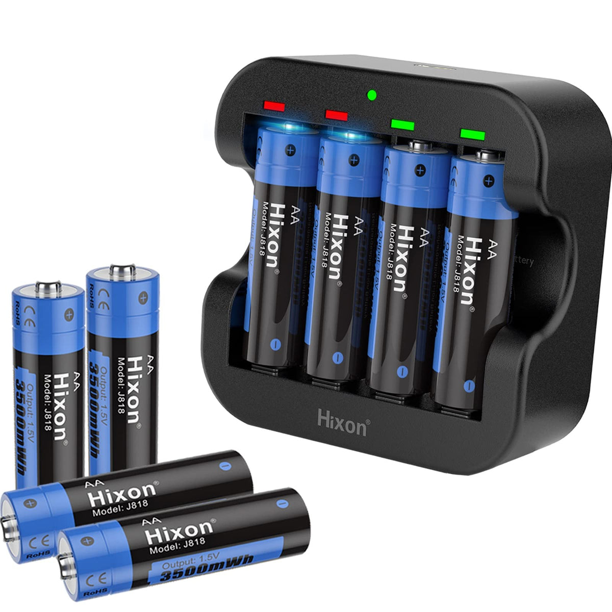 Rechargeable Lithium Batteries Aa With Charger,Hixon 3500Mwh High Capacity Aa Rechargeable Battery,Constant 1.5V Rechargeable Do