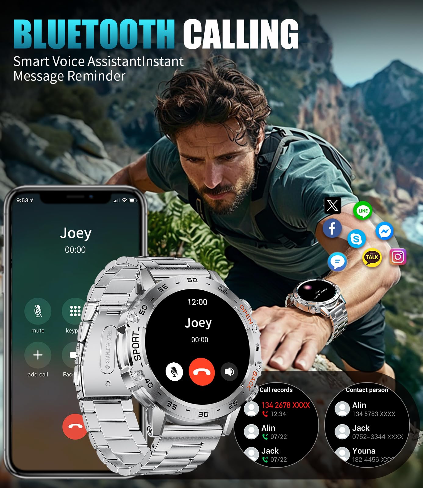 Military Smart Watch For Men(Answer/Dial Calls),1.43 ' ' Amoled/100 Sports Modes, 5Atm Waterproof Fitness Watch With Heart Rate/