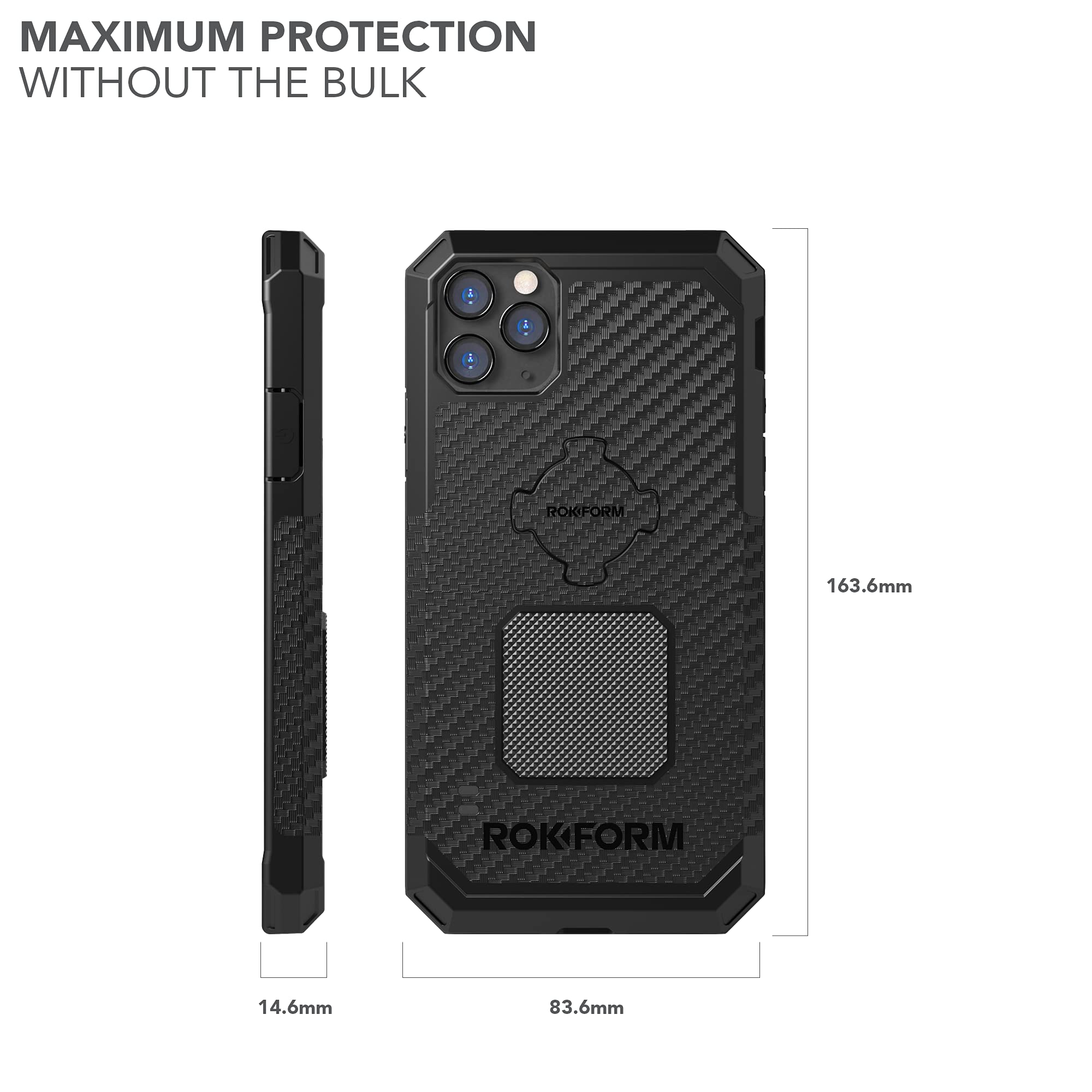 Rokform - Magnetic Iphone 11 Pro Max Case With Twist Lock Mount, Military Grade Rugged Mobile Phone Holder Series (Black)
