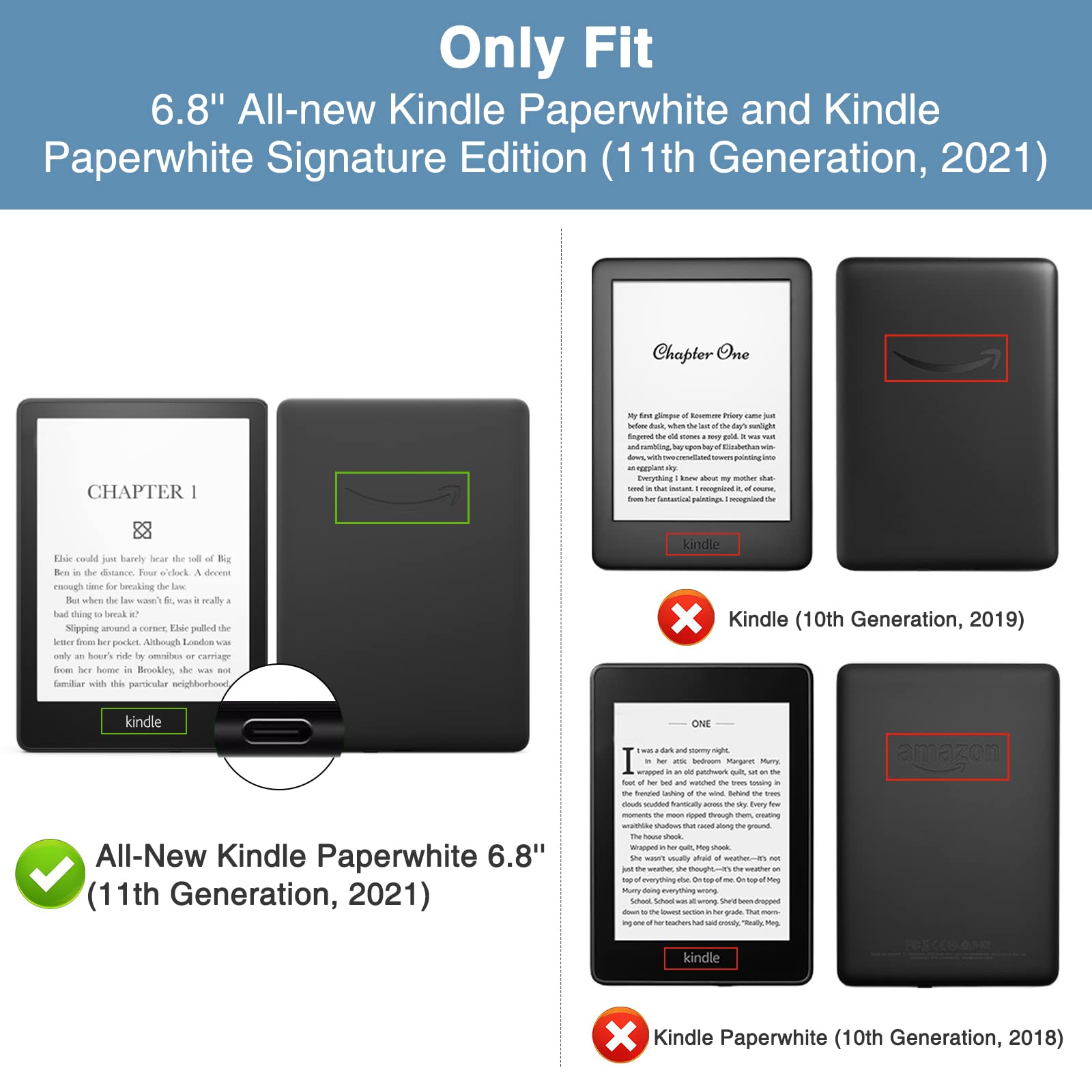 Moko Case For 6.8'' Kindle Paperwhite (11Th Generation 2021) And Kindle Paperwhite Signature Edition, Origami Standing Shell Cov