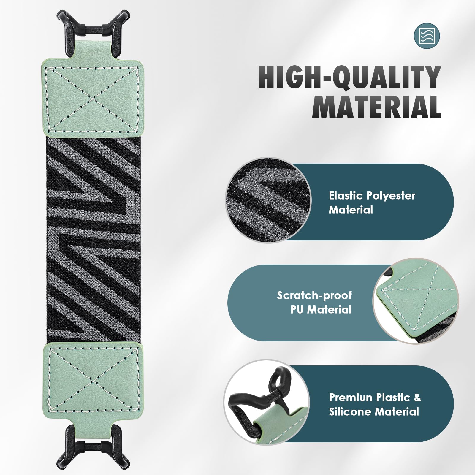 MoKo Security Hand Strap for 9 11 Inch Tablet, iPad/iPad Pro/iPad Air/Kindle Fire HD/Samsung, High Elasticity Versatile Hand Strap Lightweight Finger Grip Holder, Mint Green