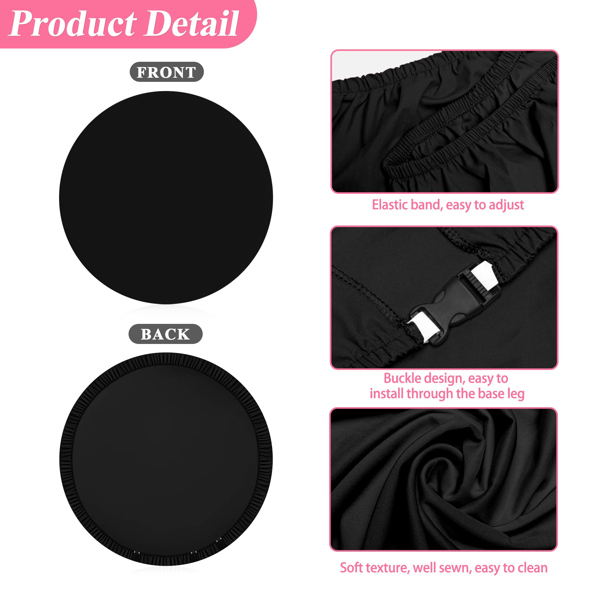 Putros 6.6Ft Round Backdrop Cover Black Circle Arch Cover With Buckles Polyester Fitted Round Balloon Arch Cover For Wedding Bir