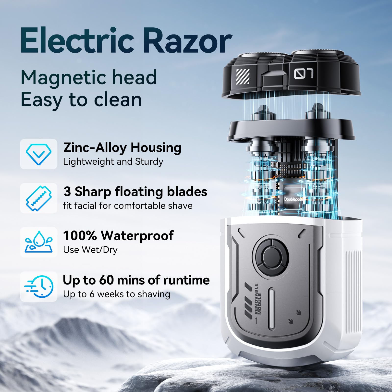 Electric Shavers For Men,Mini Electric Razor,Electric Shavers For Men Face,Usb Rechargeable Portable Travel Shaver,Double Ring M