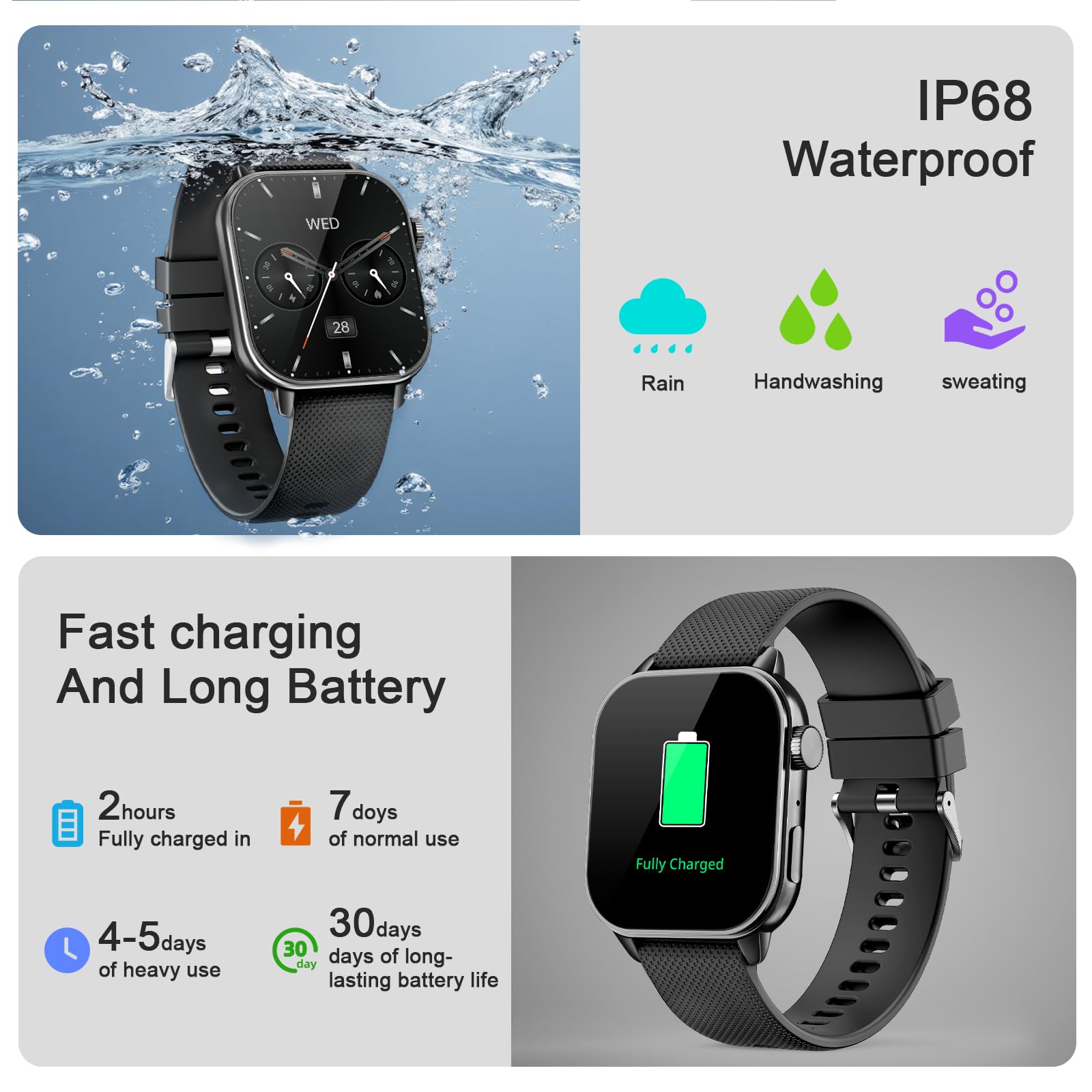 Smart Watches For Men Women, 1.85 Amoled Hd Fitness Tracker With 100+ Sports Modes, Smartwatches With Bluetooth Call/Heart Rat