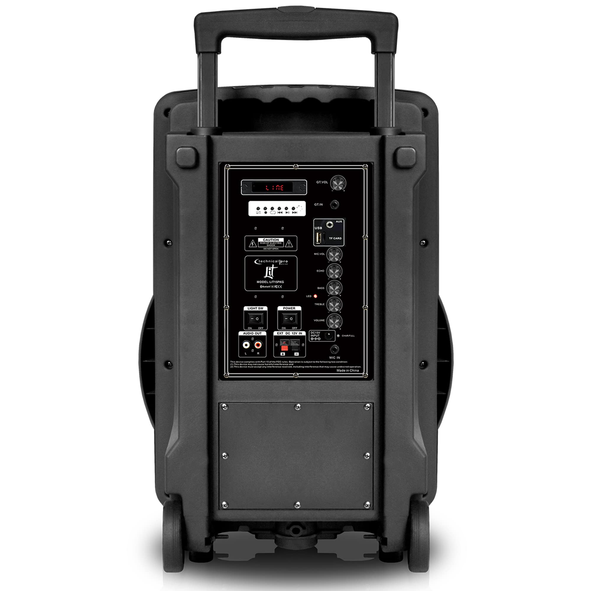 1600 Watts Bluetooth Speaker With Tripod, Wired Microphone & Remote Control | Rechargeable 15' Two Way Bluetooth Dj Light Speaker Package With Usb Sd Card Inputs By Technical Pro