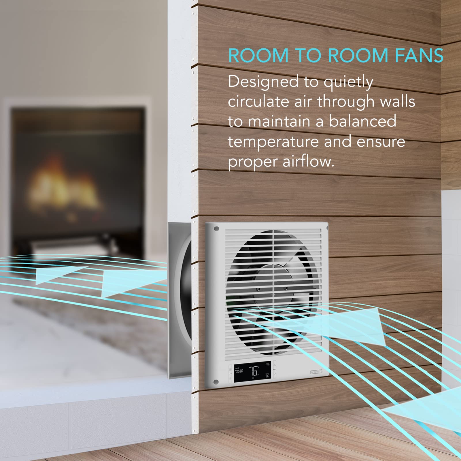 Ac Infinity Room To Room Fan 8   , Two Way Airflow Through The Wall Fan With Temperature Controller, Precise 10 Speed Quiet In W