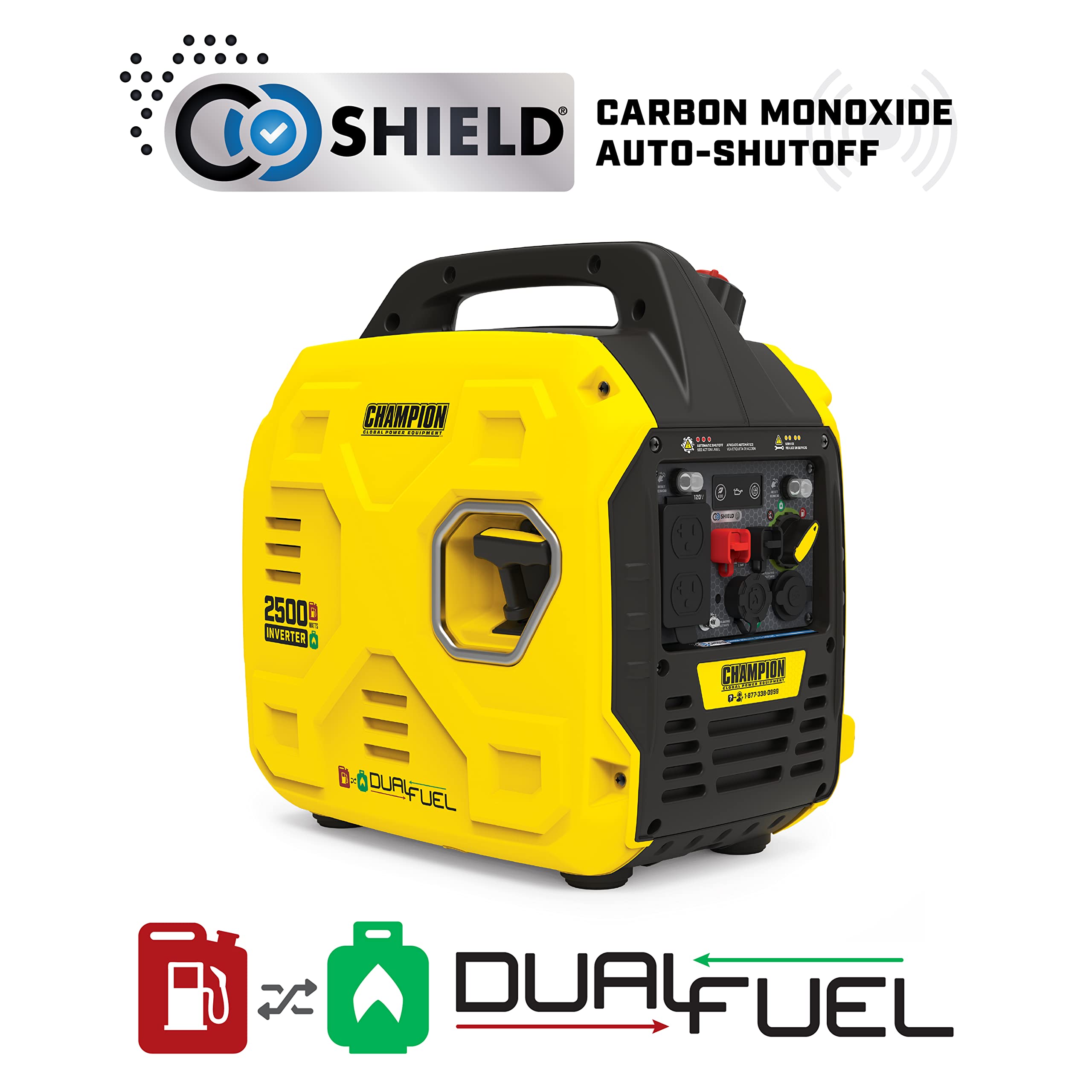 Champion Power Equipment 2500 Watt Dual Fuel Ultralight Portable Inverter Generator With Quiet Technology And Co Shield