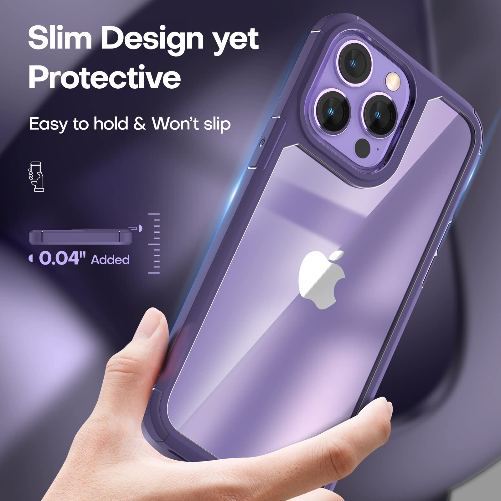 Tauri 5 In 1 For Iphone 14 Pro Max Case Purple, [Military Grade Drop Protection] Slim Shockproof Phone Lanyard Case 6.7 Inch