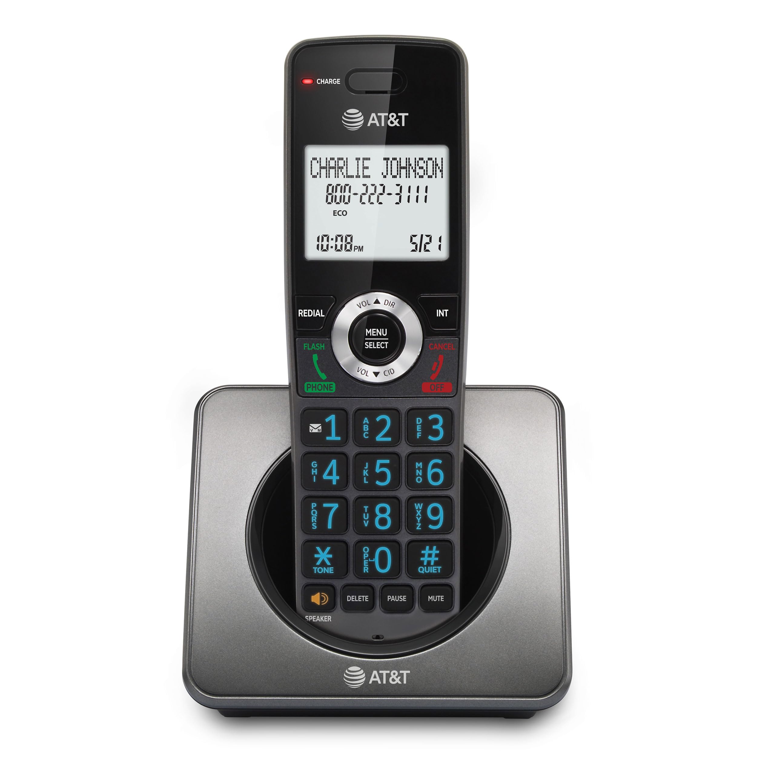 At&T Gl2101 Dect 6.0 Cordless Home Phone With Call Block, Caller Id, Full Duplex Handset Speakerphone, 2'' White Backlit Display