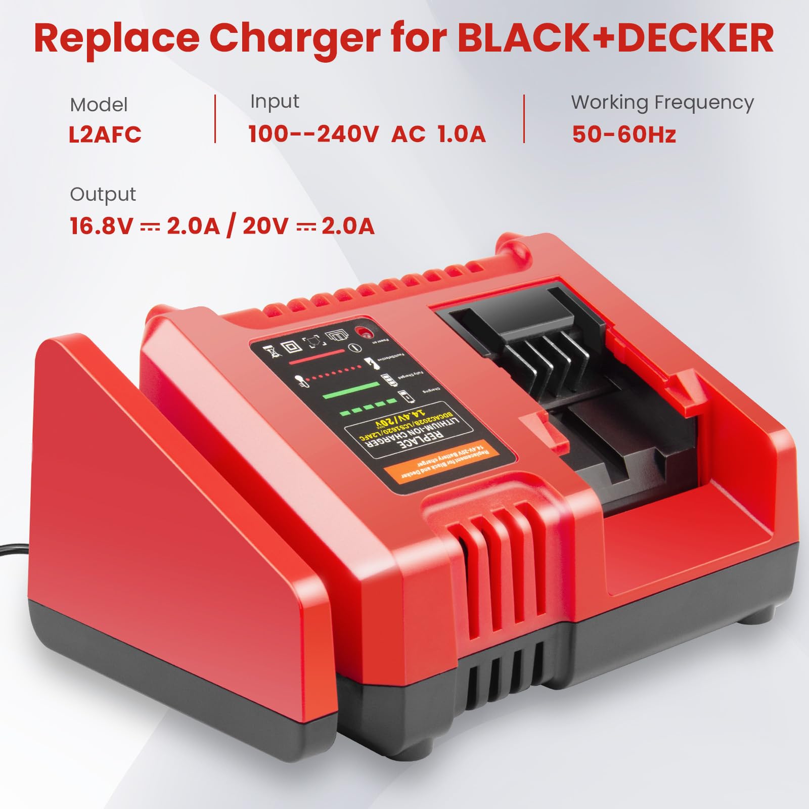 Pengjbatter L2Afc 20V Super Fast Charger For Black And Decker 20V Charger, 2 Amp, Compatible With Black And Decker 20 Volt Lithi