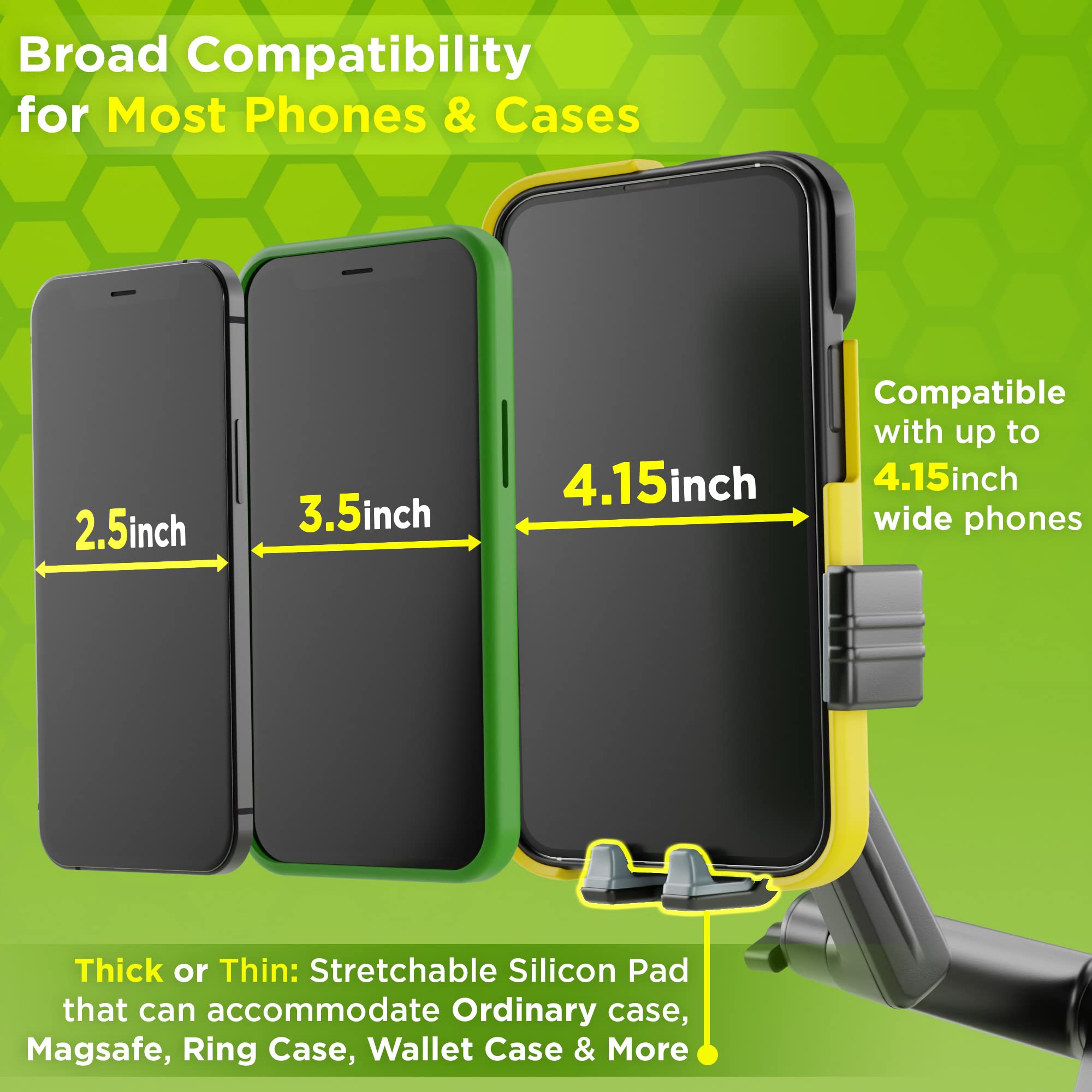 Phone Mount For Truck Phone Holder For Truck - Heavy Duty Super Suction Cup, Mobile Device Holder For Dashboard Window 16.9 Inch