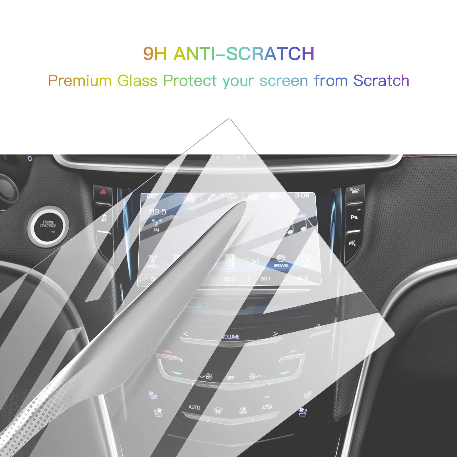 Sktu Screen Protector Foils For 2015 2019 Cadillac Xts Cue Infotainment Interface 8In Navigation Display Tempered Glass 9H Hardness Anti Glare Hd Clear Chevrolet Lcd Gps Touch Screen Protective Film
