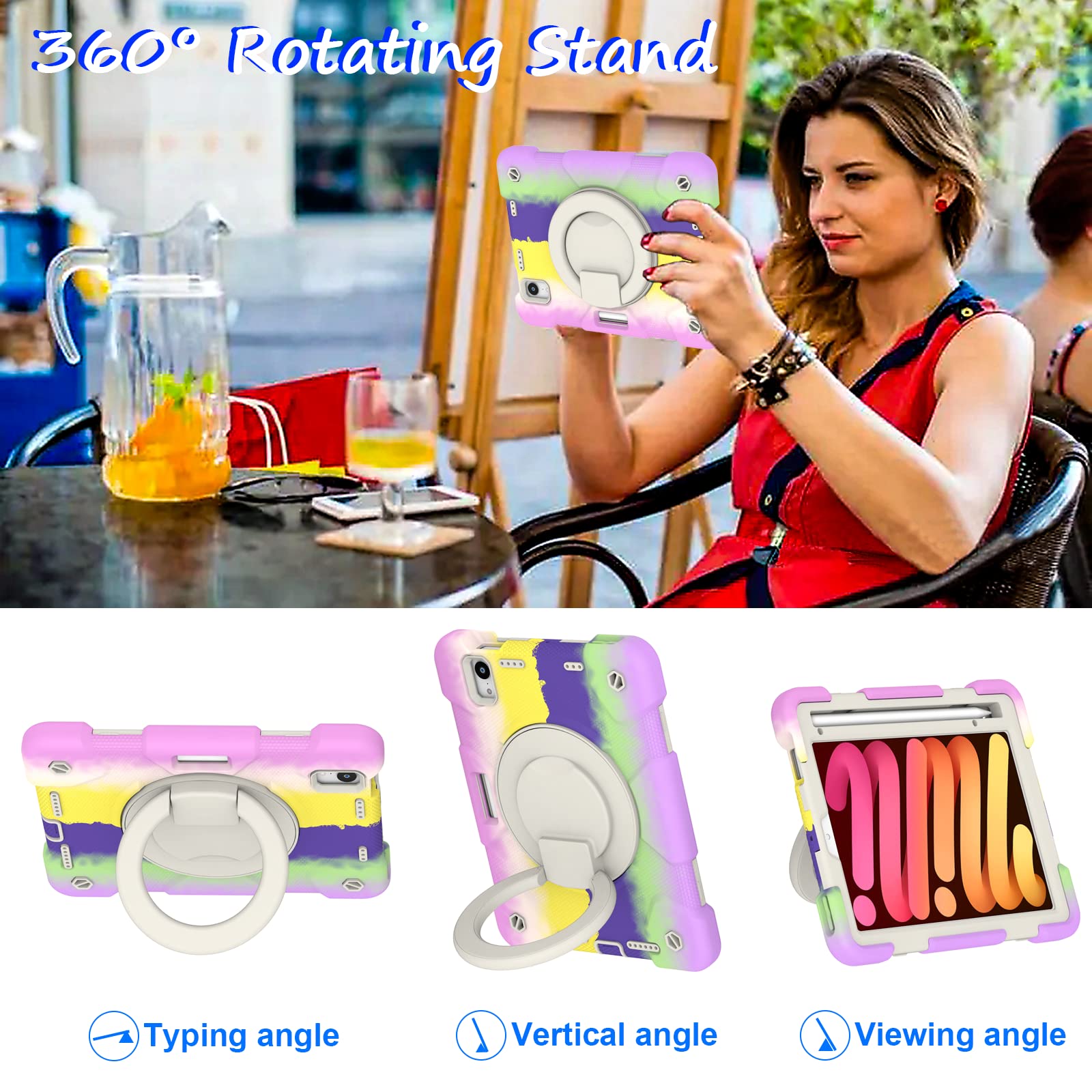 Andnary Ipad Mini 6 Case 8.3 Inch 2021 Ipad Mini 6Th Generation Case,3 Layer Heavy Duty Protection Case Built In Pencil Holder 3