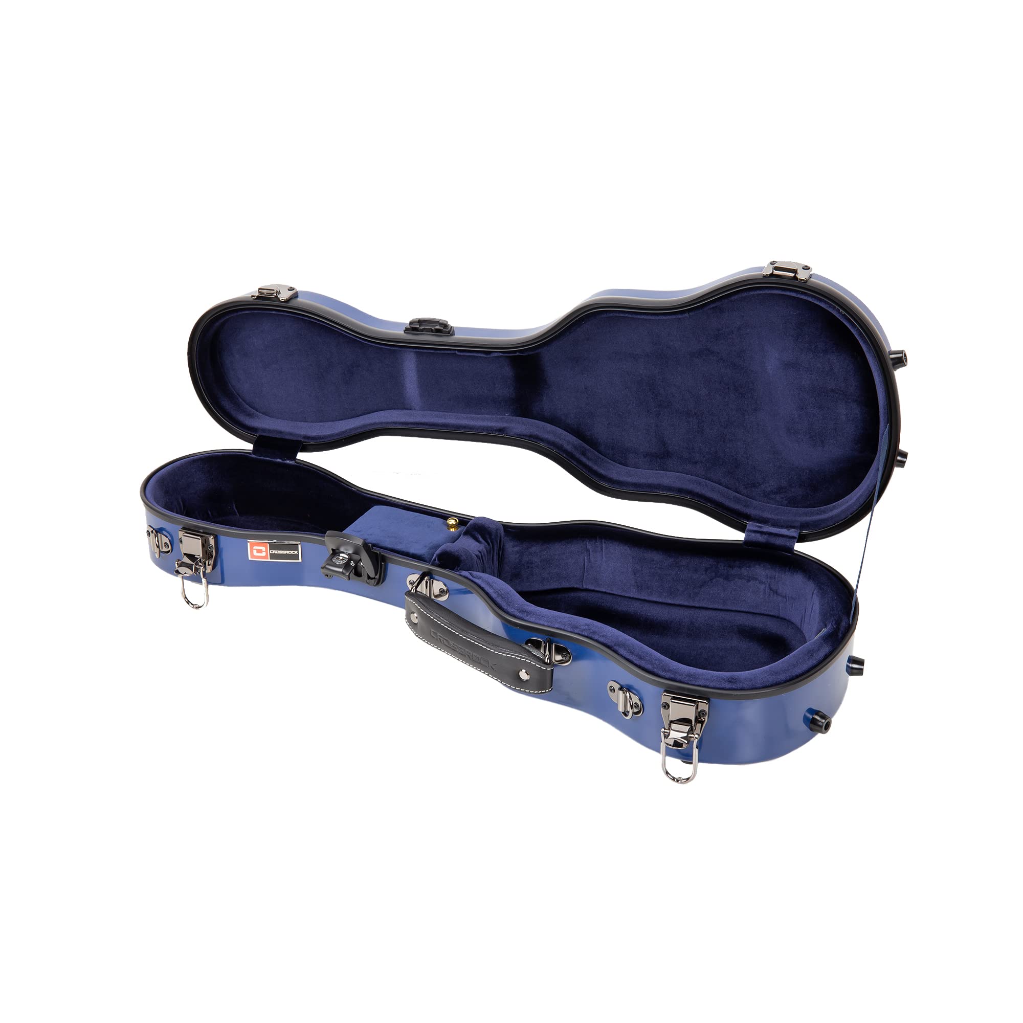 Crossrock Crf1000Sunvbl Hardshell Fiberglass Soprano Ukulele Case, Thick Padded, 3 Latches, Glossy Finsh In Navy Blue