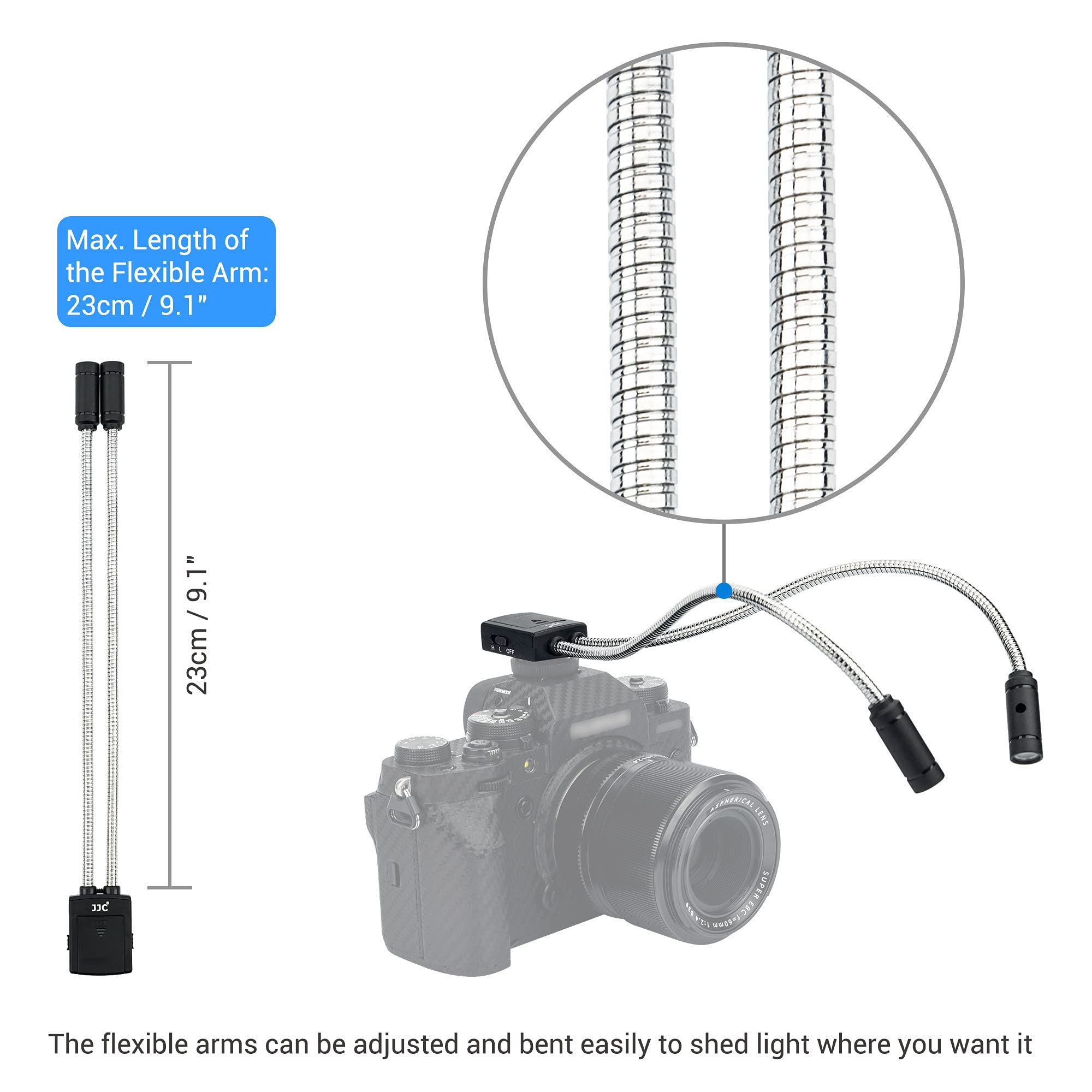 10 Inch Long Portable Shoe Mount Led Macro Arm Light Cri 95+ 5600K Photo Lighting With 5 Level Ajustable Flexible Fill Lights Fo