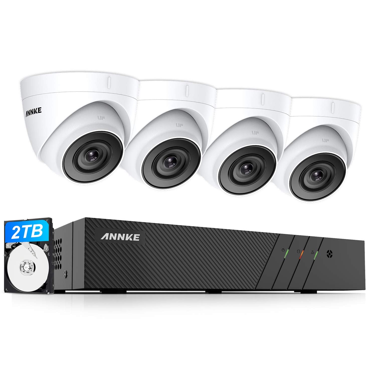 Annke H500 3K 5Mp Poe Security Camera System With 8Ch Nvr, 4X 3K 5Mp Outdoor Ip Cams With 2.8Mm Lens, Ai Detection, 24/7 Audio Recording, Color Night Vision, Ip67 Rated, Supports Alexa (2Tb Hdd)