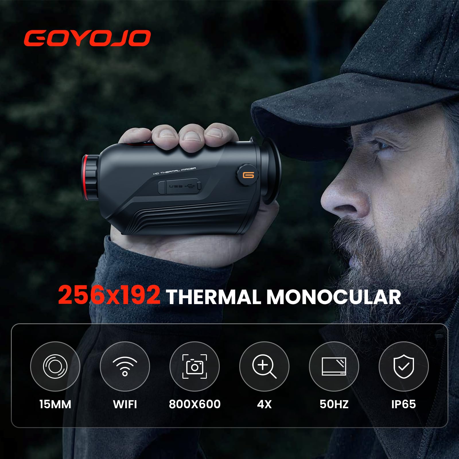 Goyojo Thermal Imaging Monocular For Hunting, 15Mm Focal Lens 256X192 Infrared Night Vision Telescope With Long Battery Life, Th
